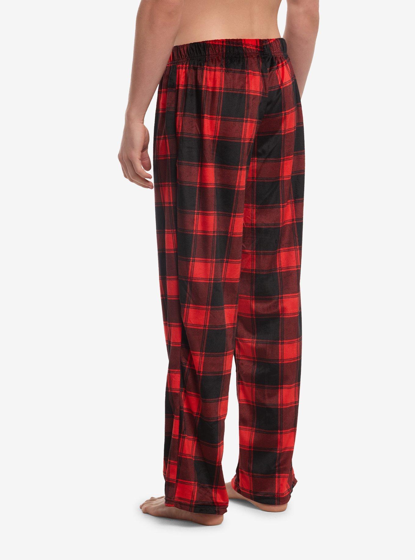 Black & Red Plaid Pajama Pants, , hi-res