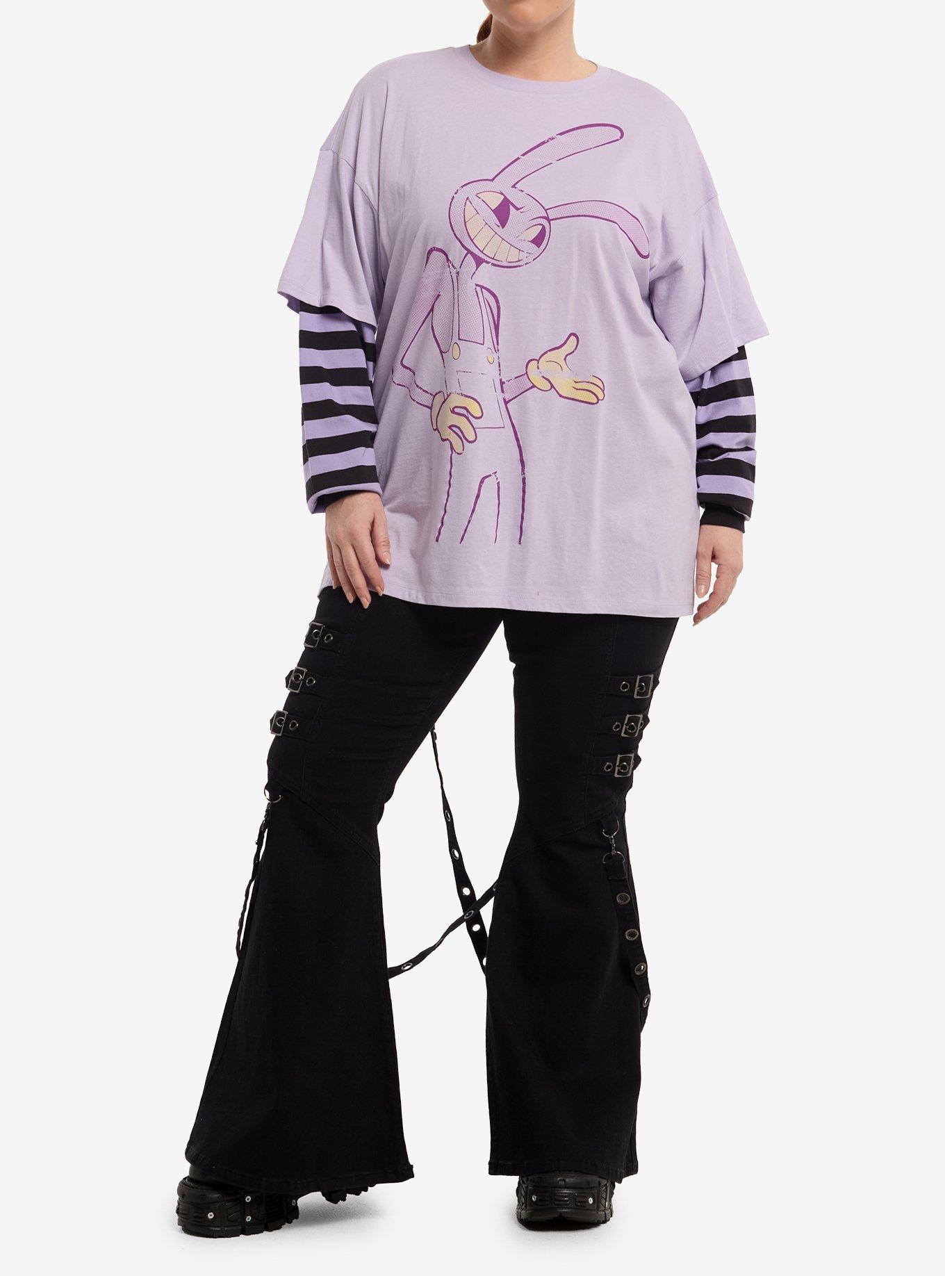 The Amazing Digital Circus Jax Stripe Girls Oversized Twofer Long-Sleeve T-Shirt Plus Size, , hi-res