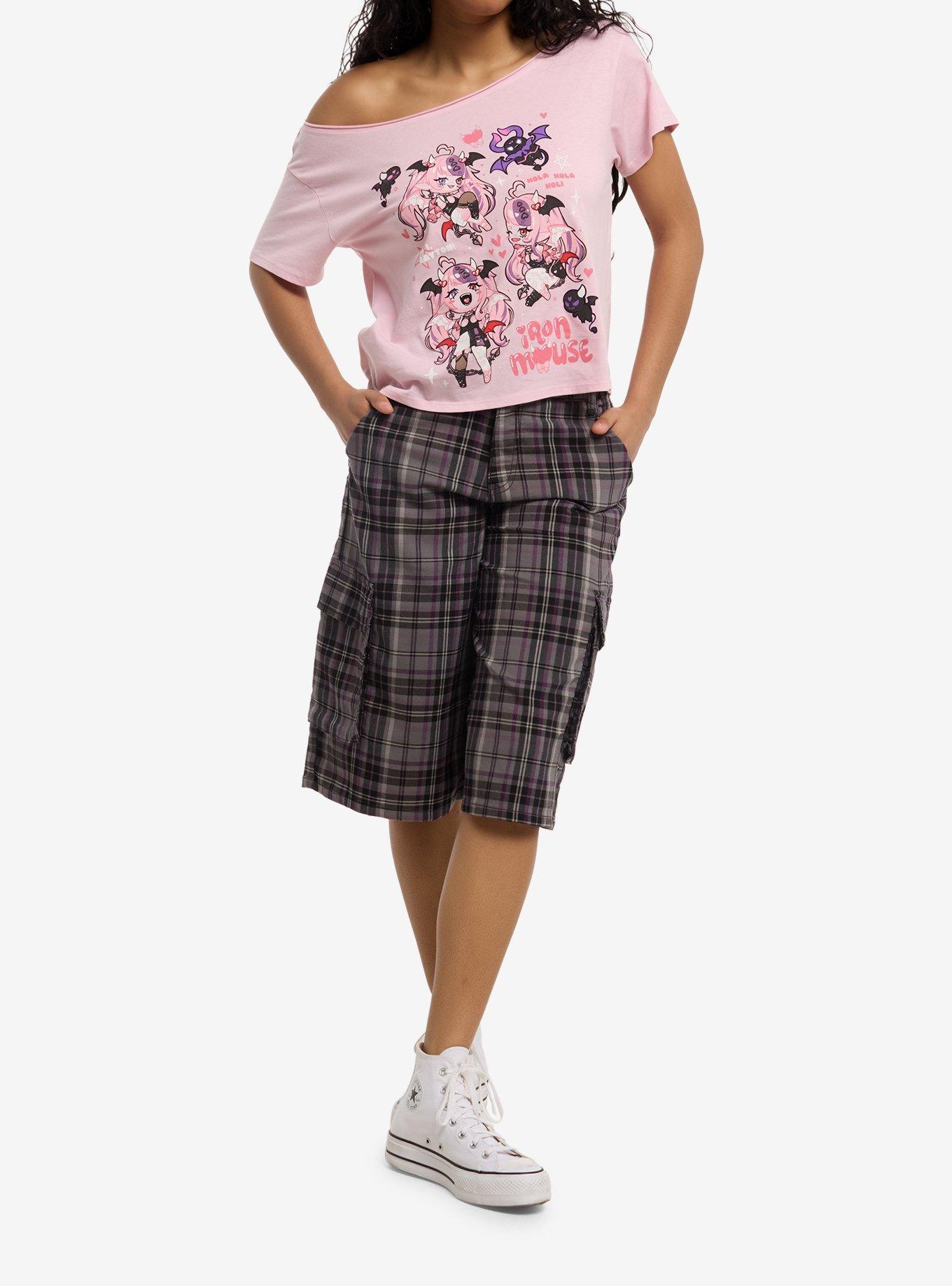 Ironmouse Chibi Collage Girls Off-Shoulder T-Shirt, , hi-res