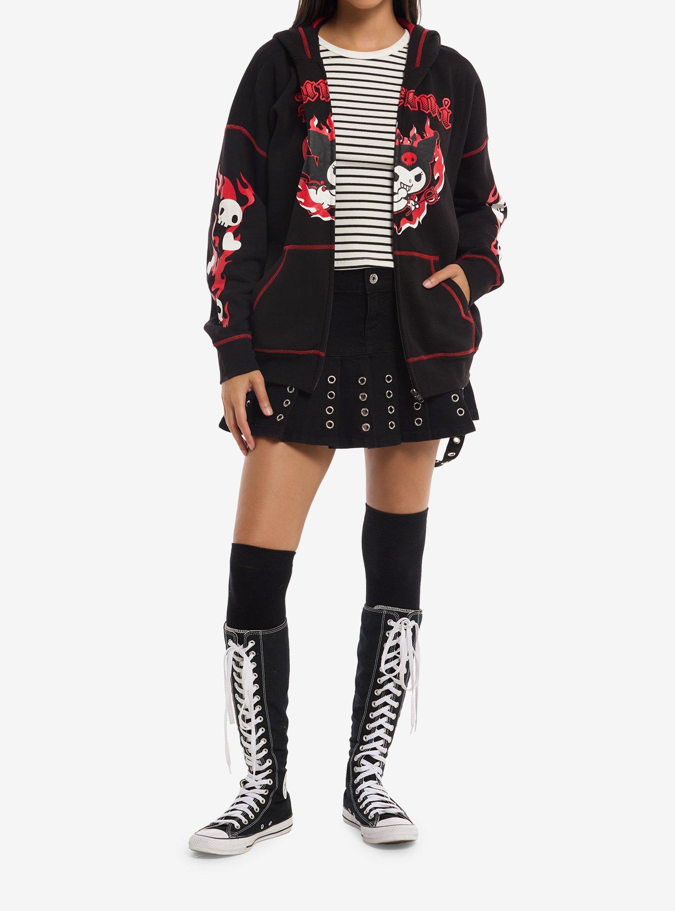 Kuromi Red Flame Figural Ears Girls Hoodie, MULTI, alternate - view 3