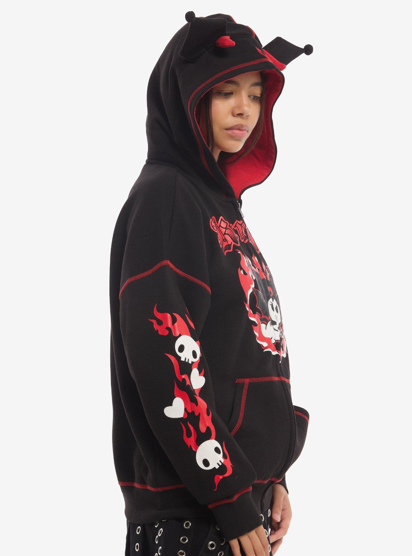 Kuromi Red Flame Figural Ears Girls Hoodie, MULTI, alternate - view 4