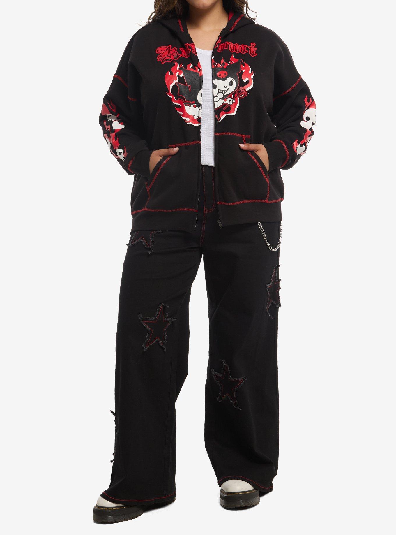 Kuromi Red Flame Figural Ears Girls Hoodie Plus Size, MULTI, alternate - view 3