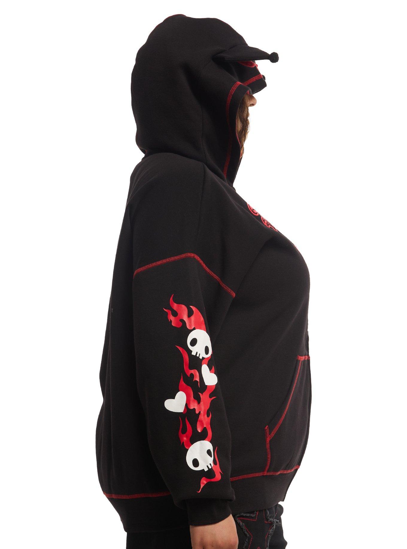 Kuromi Red Flame Figural Ears Girls Hoodie Plus Size, MULTI, alternate - view 4