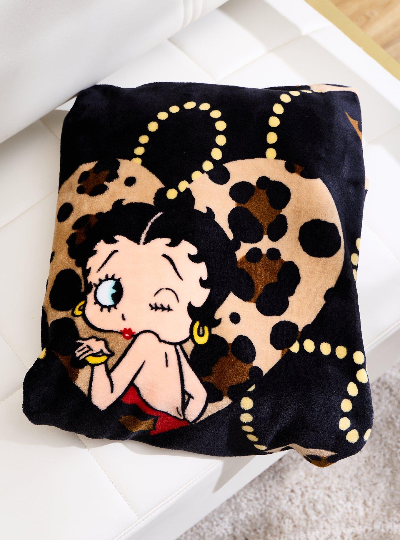 Betty Boop Cheetah Print Hearts Allover Print Throw Blanket
