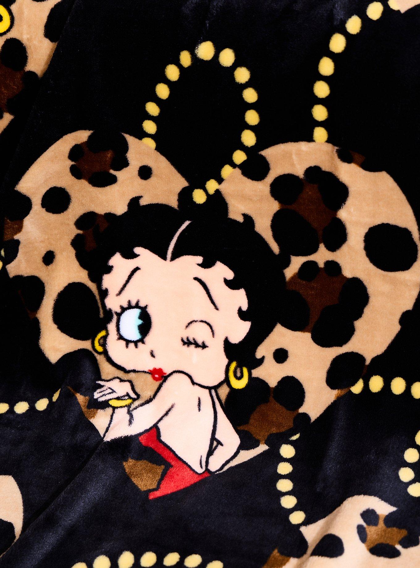 Betty Boop Cheetah Print Hearts Allover Print Throw Blanket, , alternate - view 3