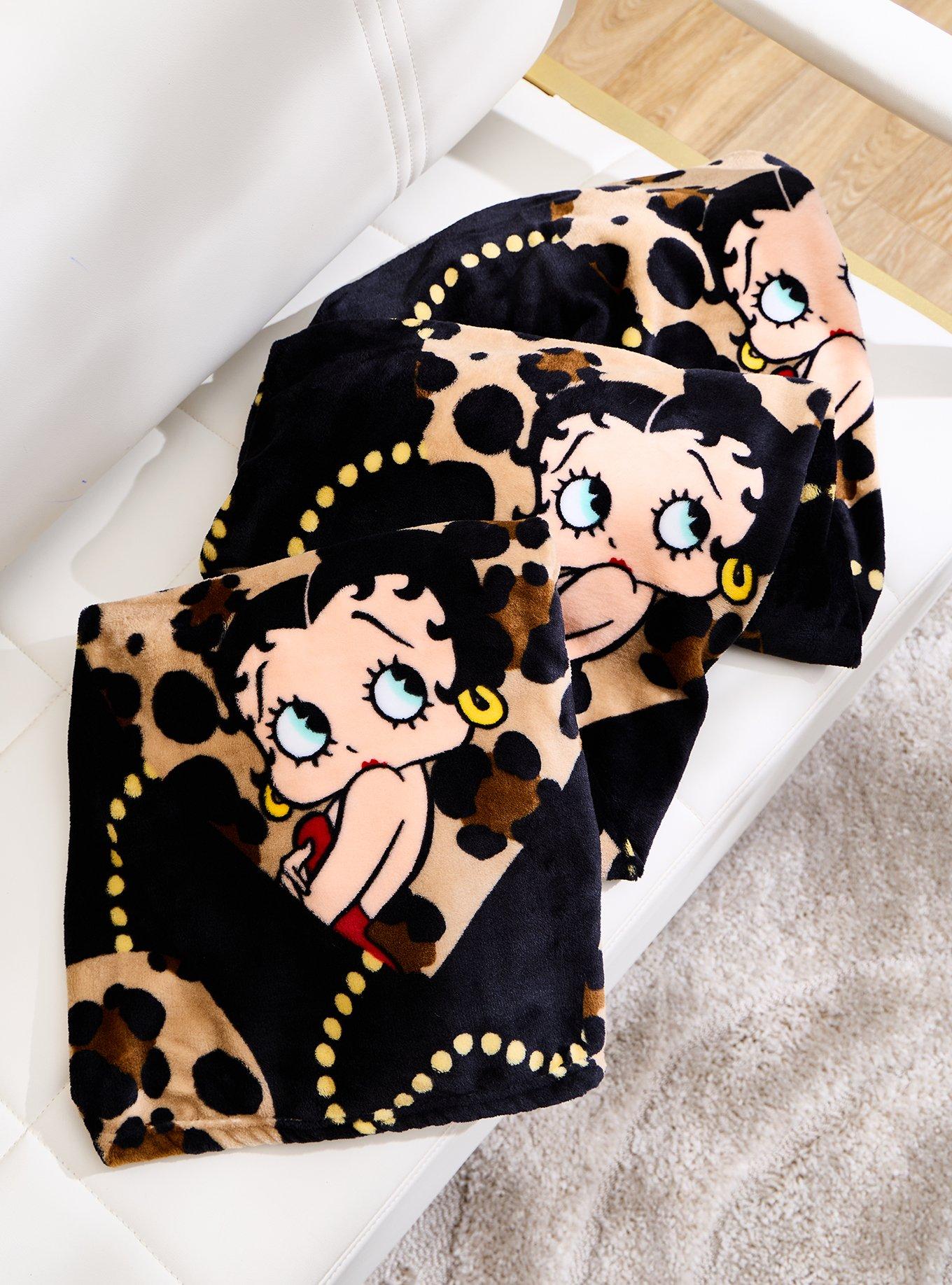Betty Boop Cheetah Print Hearts Allover Print Throw Blanket, , alternate - view 4