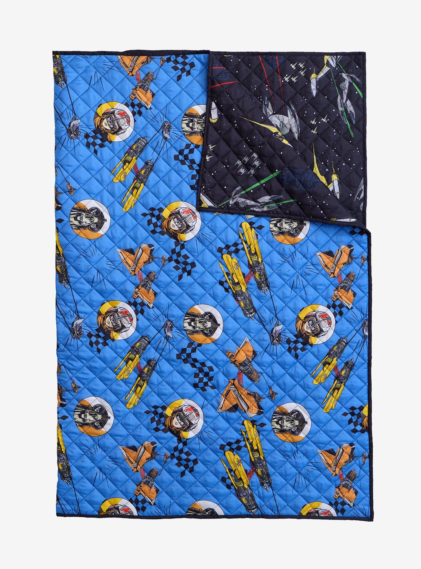 Star Wars: The Phantom Menace Retro Print Reversible Quilted Blanket - BoxLunch Exclusive, , alternate - view 4