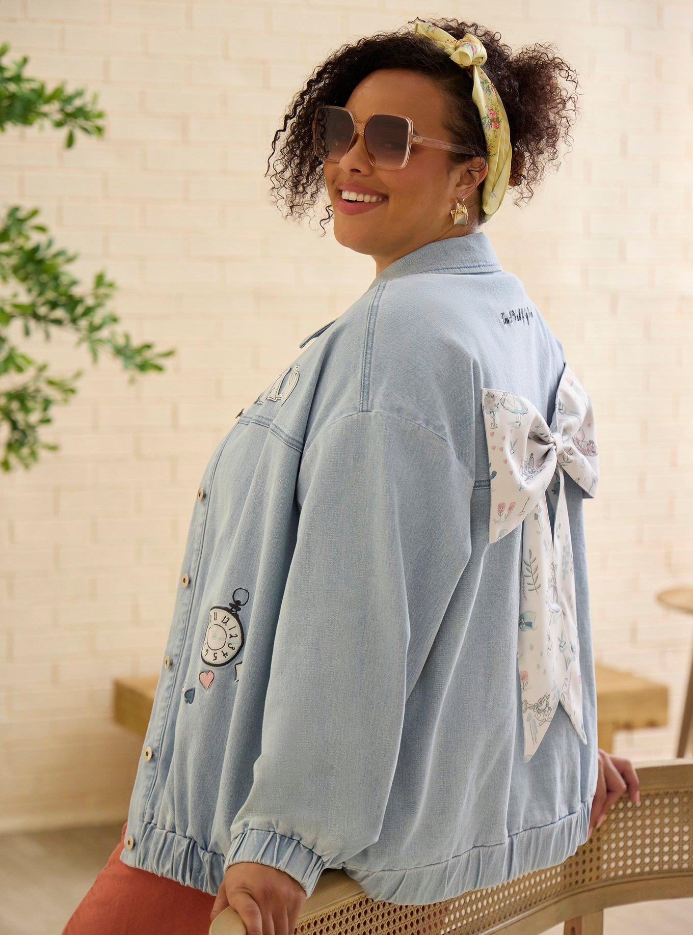 Her Universe x Ashley Disney Alice in Wonderland Plus Size Denim Jacket Her Universe Exclusive, MULTI, alternate - view 4