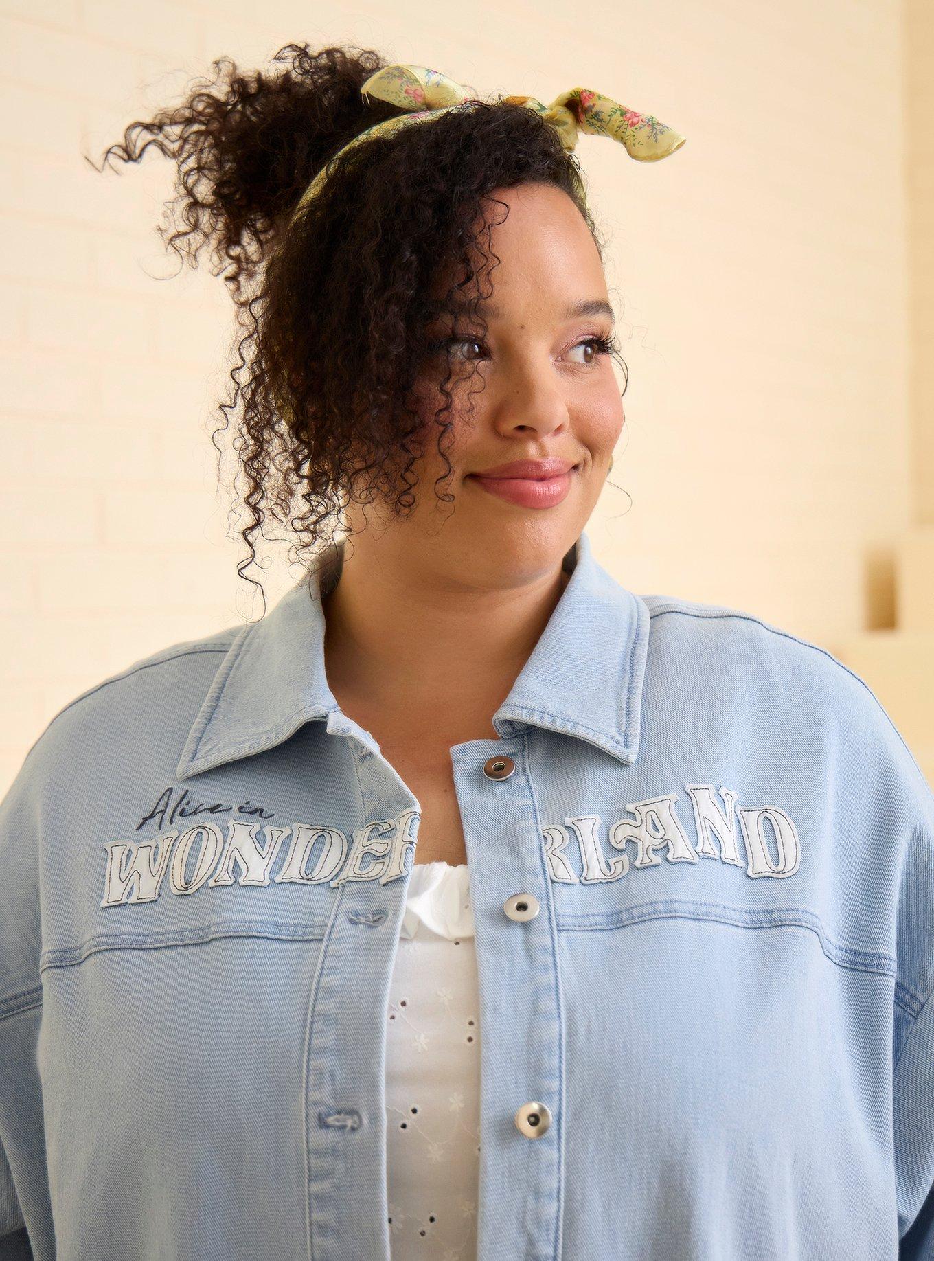 Her Universe x Ashley Disney Alice in Wonderland Plus Size Denim Jacket Her Universe Exclusive, MULTI, alternate - view 6