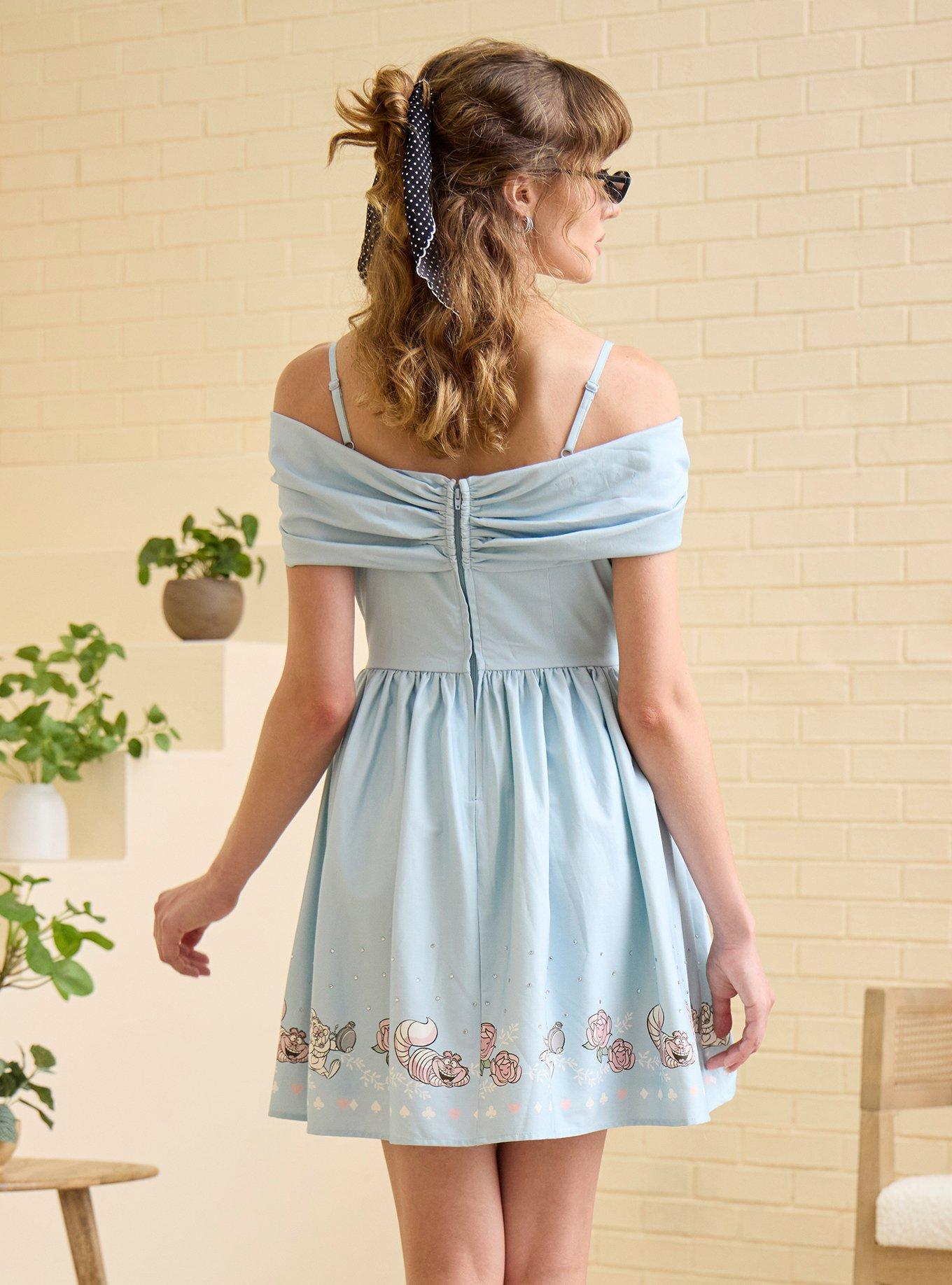 Her Universe x Ashley Disney Alice in Wonderland Cheshire Cat Off The Shoulder Dress Her Universe Exclusive, MULTI, alternate - view 3