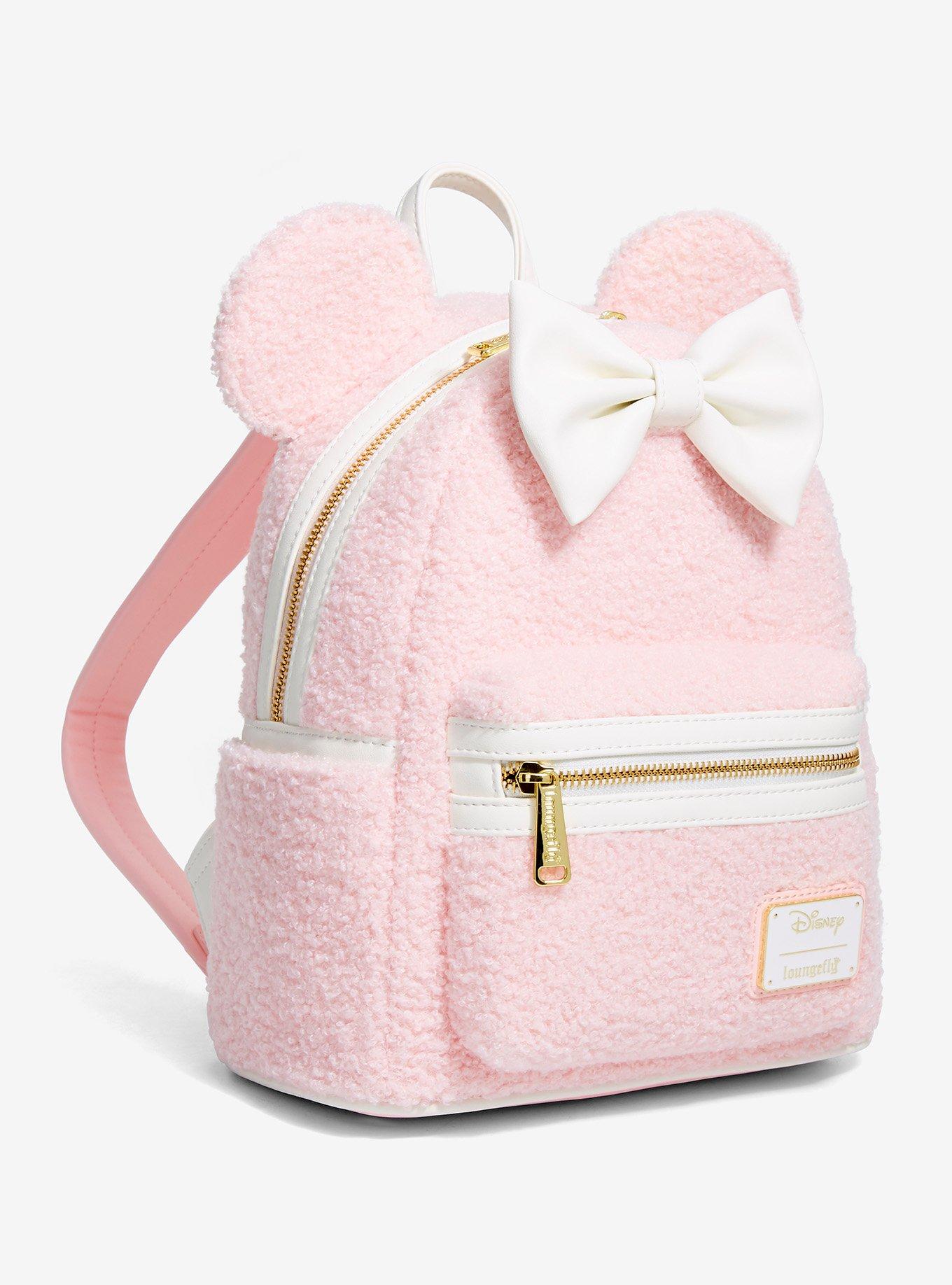 Loungefly Disney Minnie Mouse Ears Pink Sherpa Mini Backpack - BoxLunch Exclusive