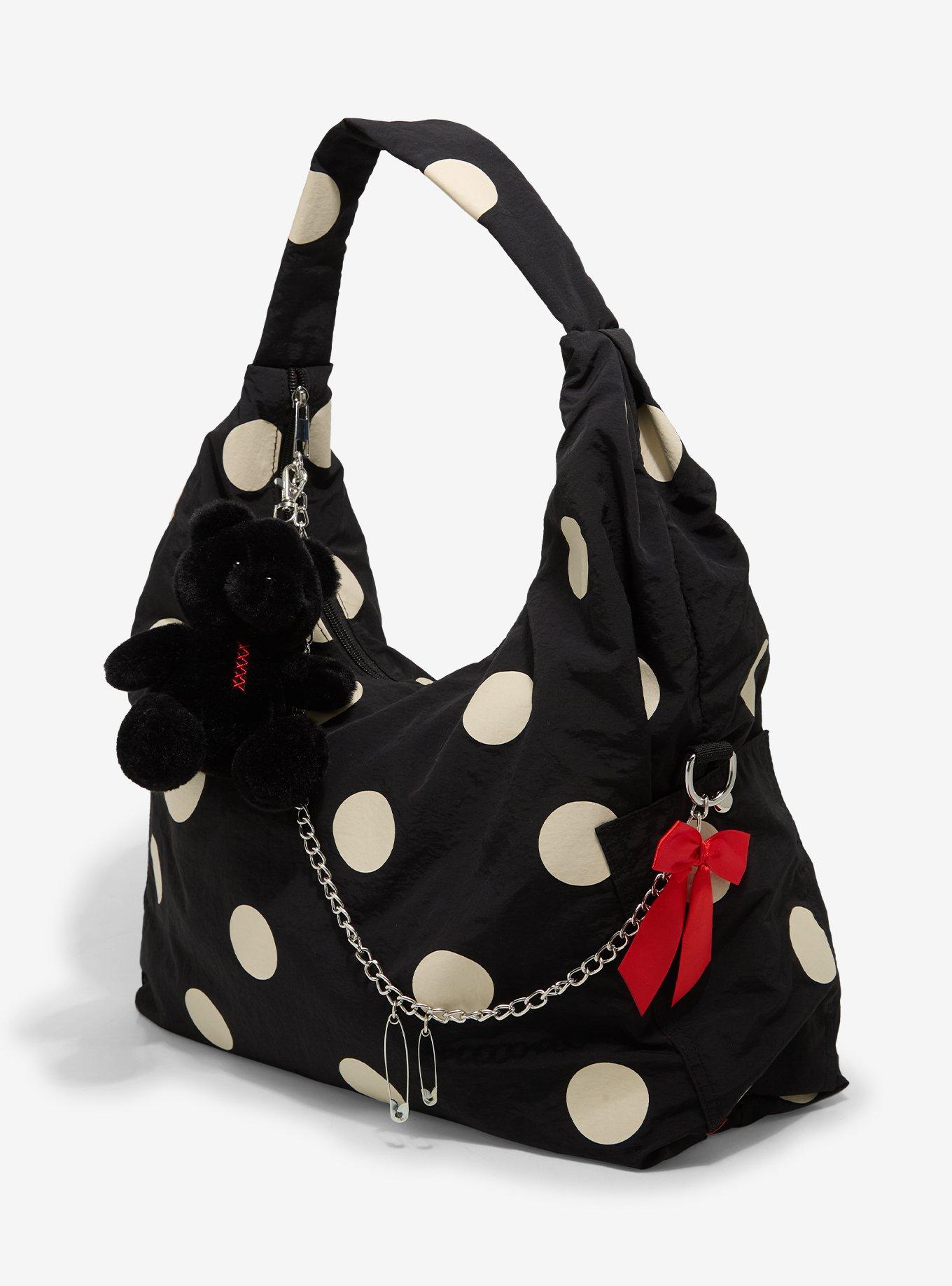 Black & Cream Polka Dot Shoulder Bag, , hi-res