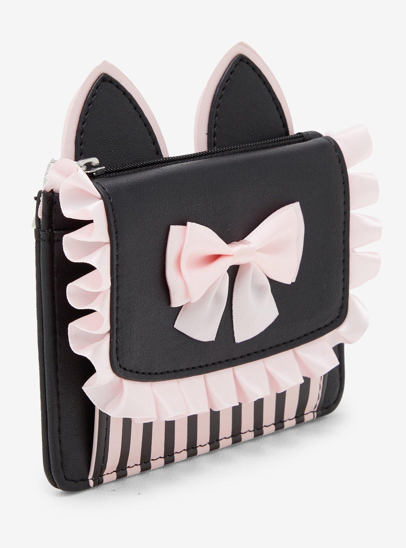 Black & Pink Kawaii Cat Ear Wallet, , hi-res