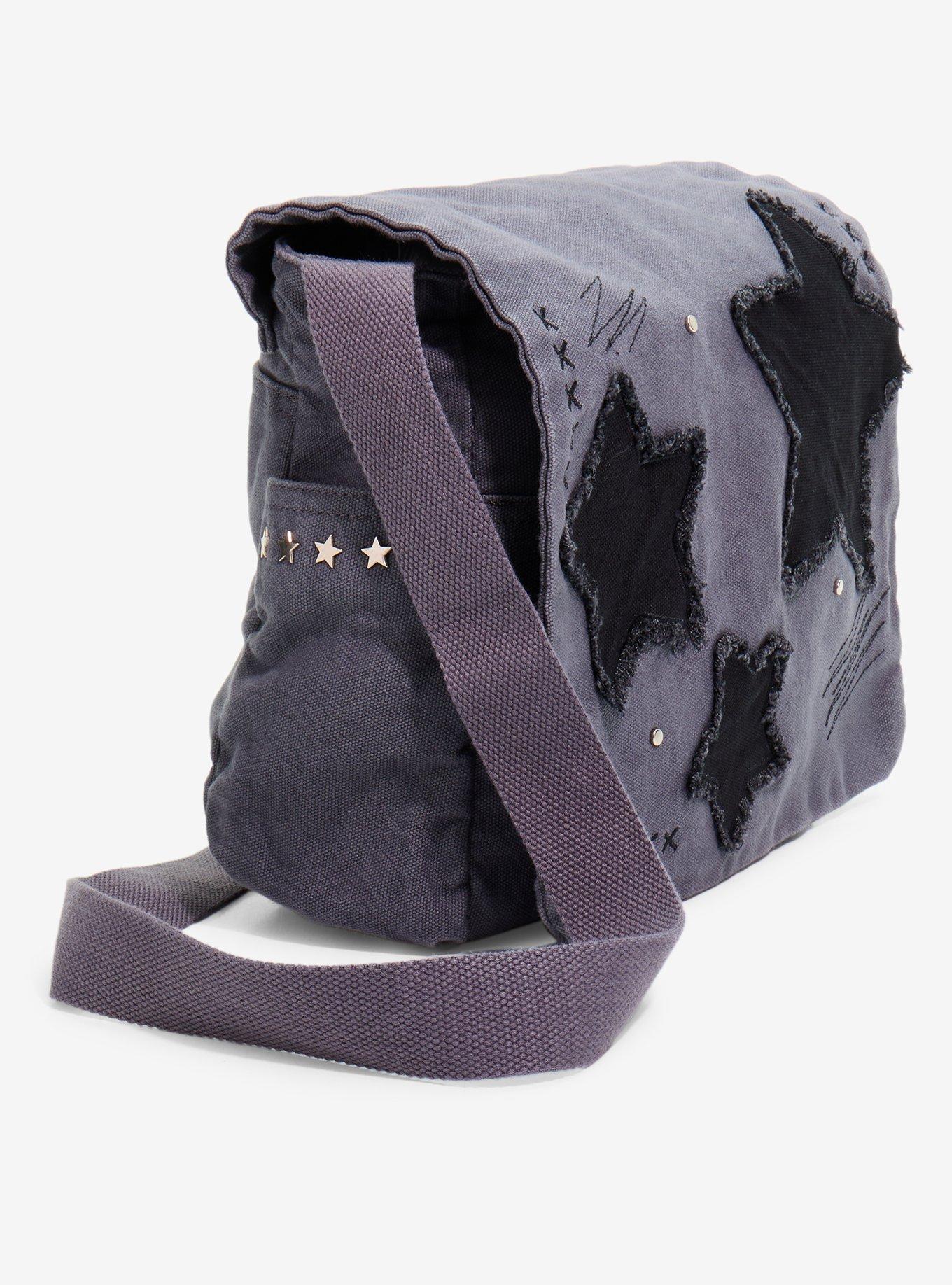 Grey Frayed Star Messenger Bag, , hi-res