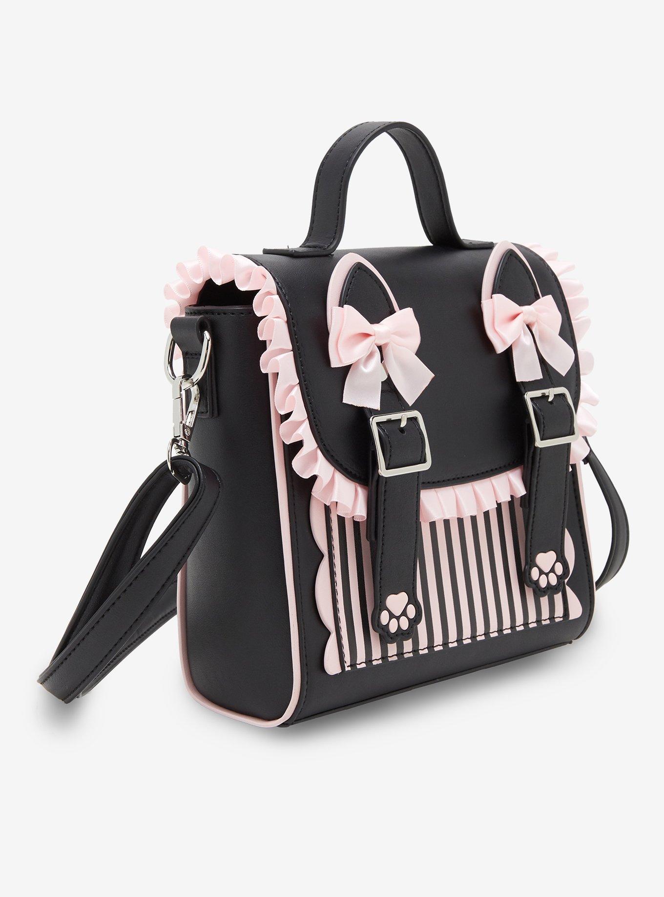 Black & Pink Kawaii Cat Crossbody Bag, , hi-res