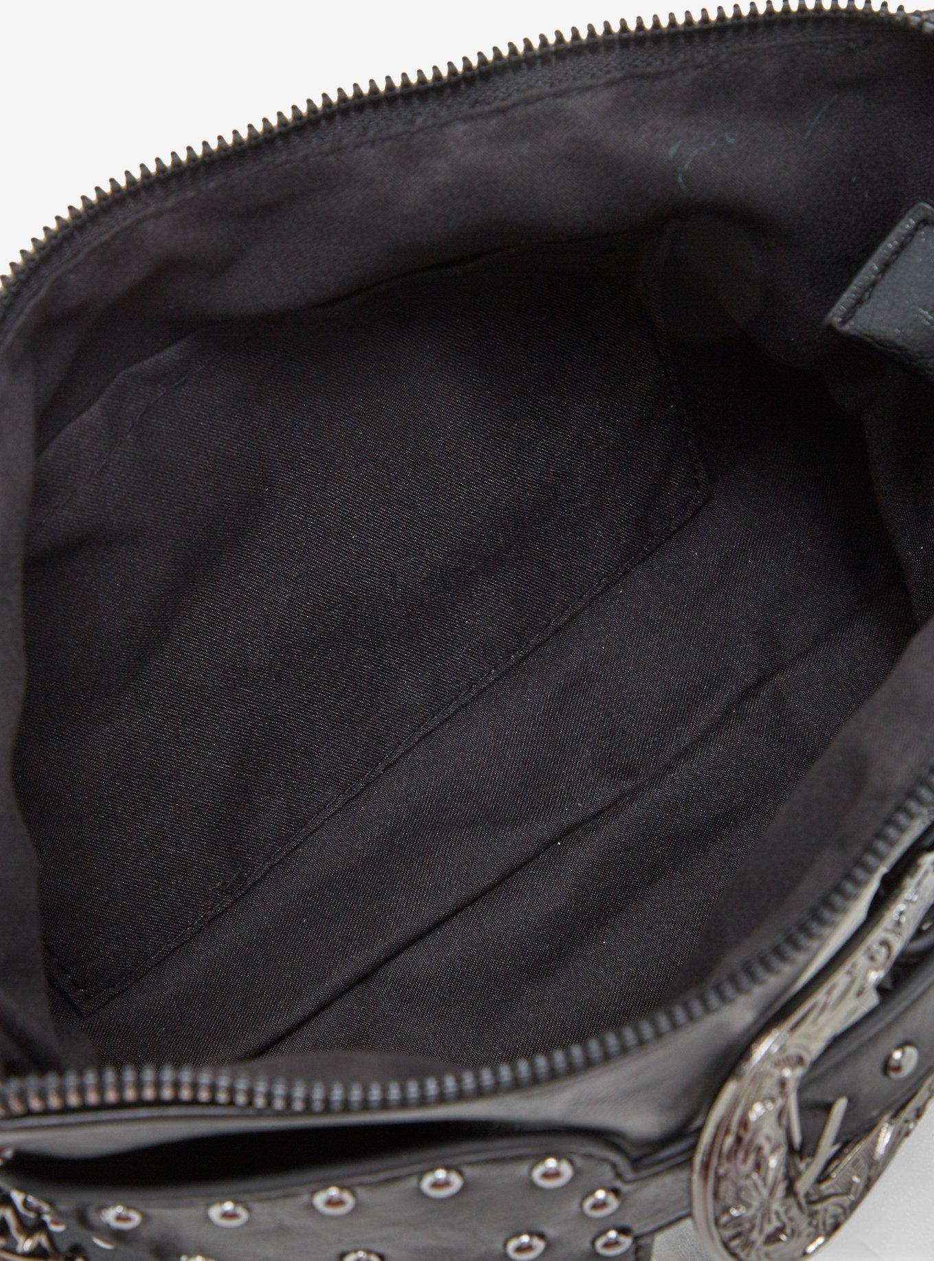 Black Belted Chain Fox Tail Shoulder Bag, , alternate - view 4