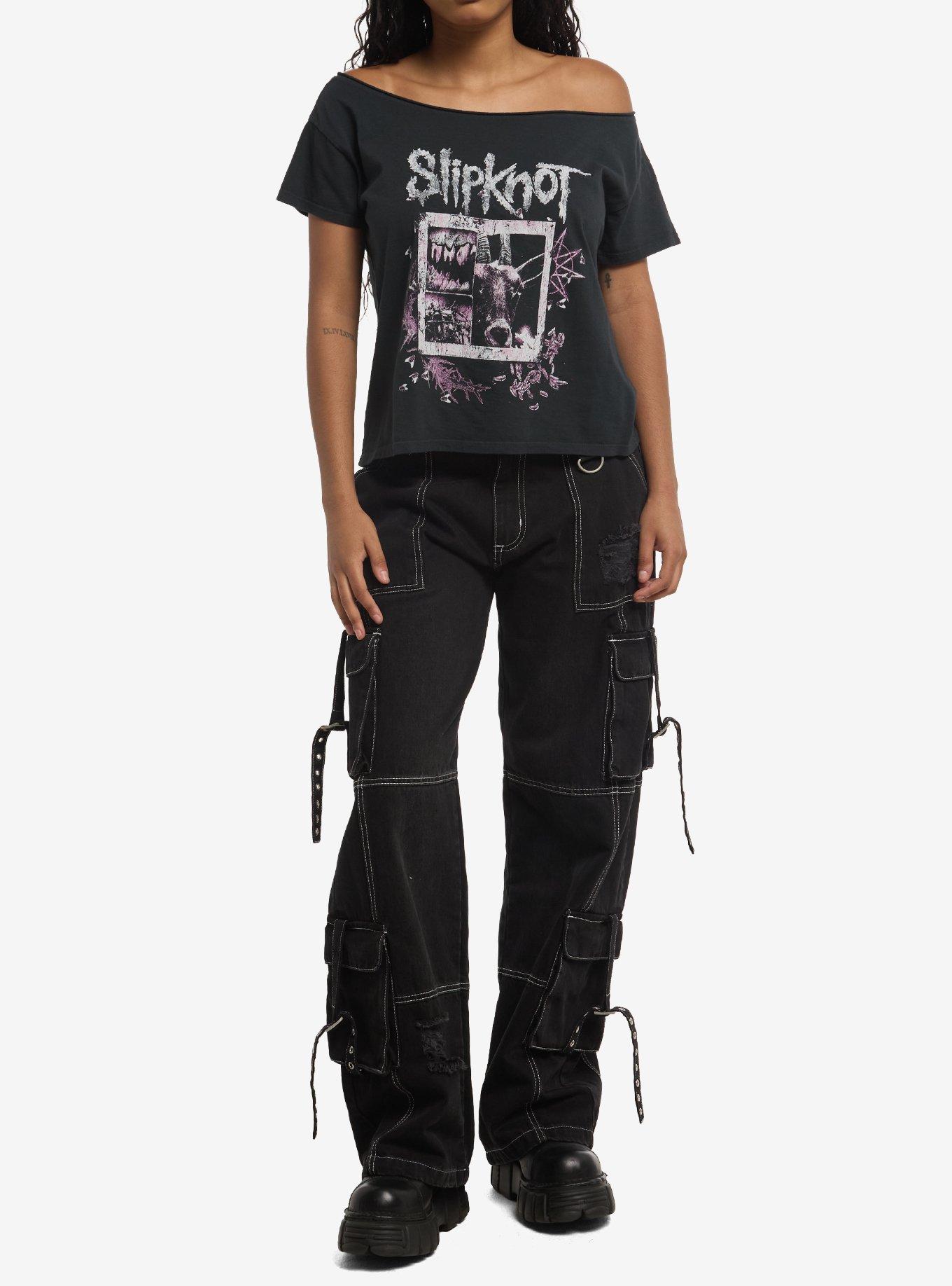 Slipknot Maggot Goat Girls Off-Shoulder T-Shirt, BLACK, alternate - view 3