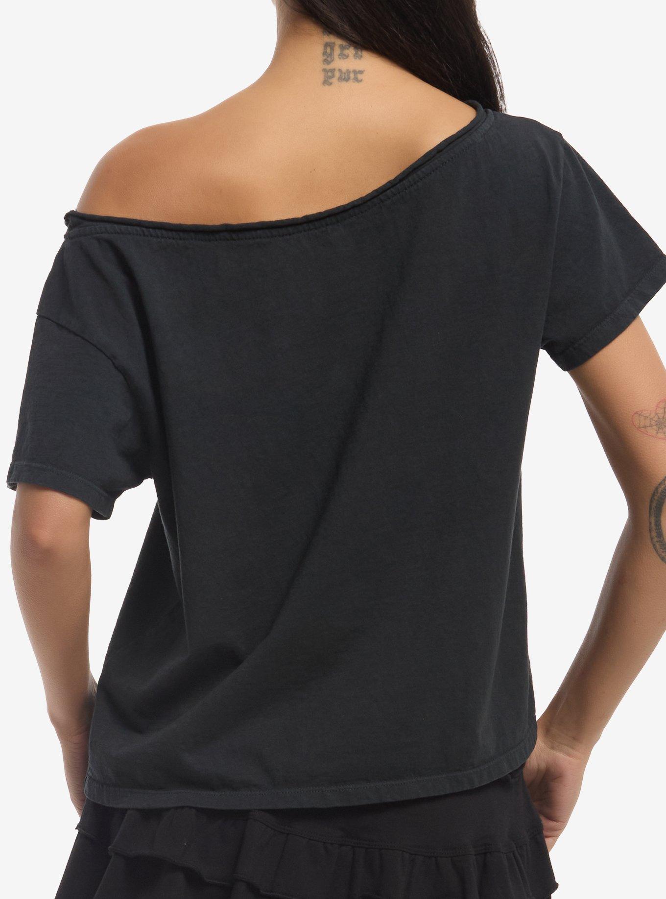 Olivia Rodrigo Purple Tonal Girls Off-Shoulder T-Shirt, BLACK, alternate