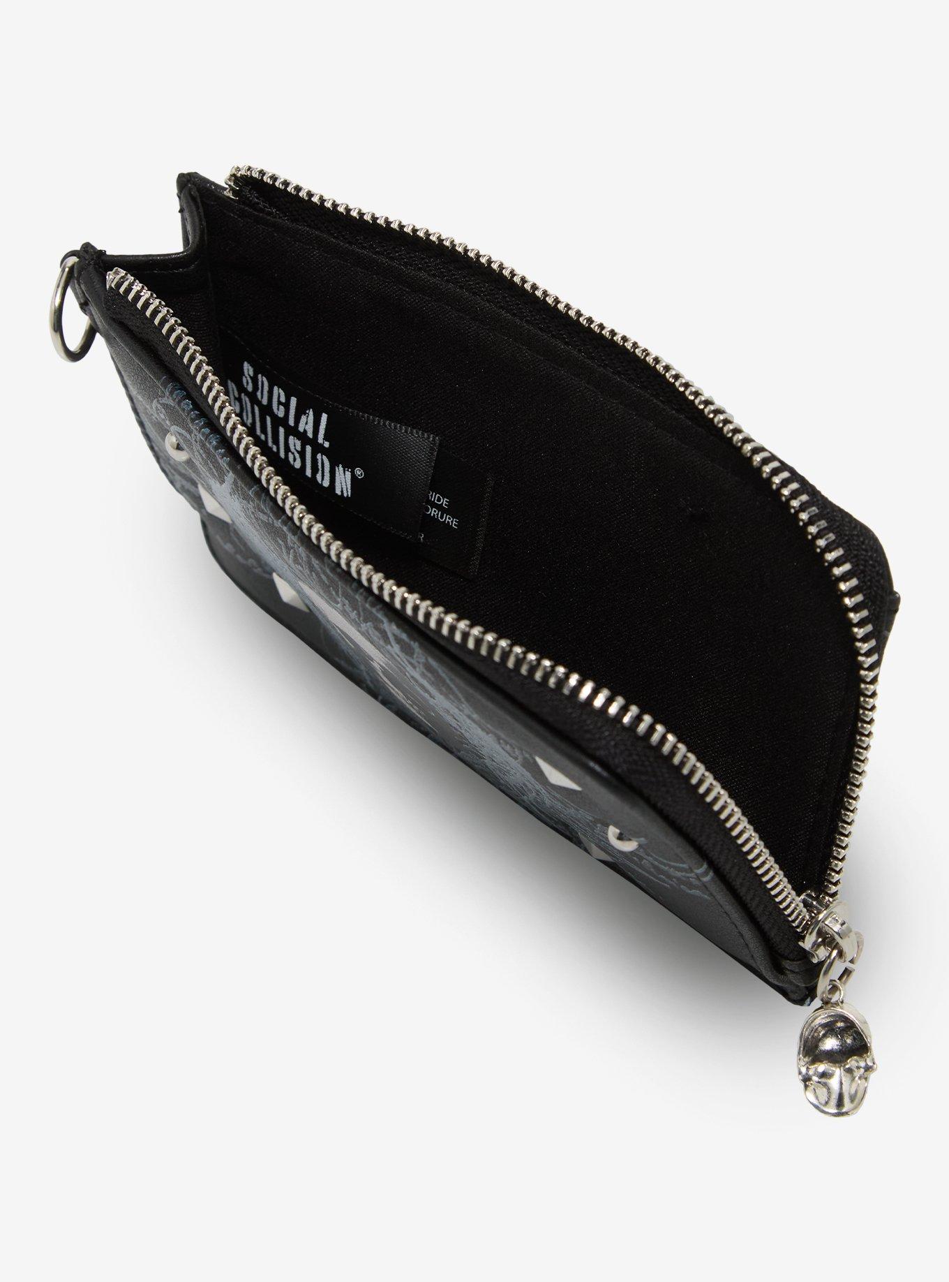 Social Collision Winged Skull Mini Zipper Wallet, , alternate - view 4