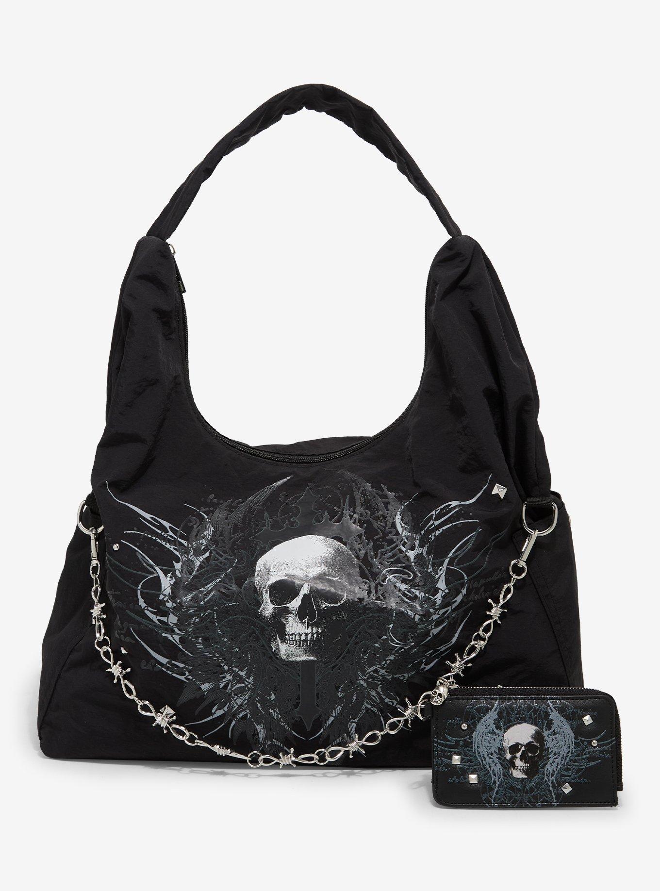 Social Collision Winged Skull Mini Zipper Wallet, , alternate - view 5