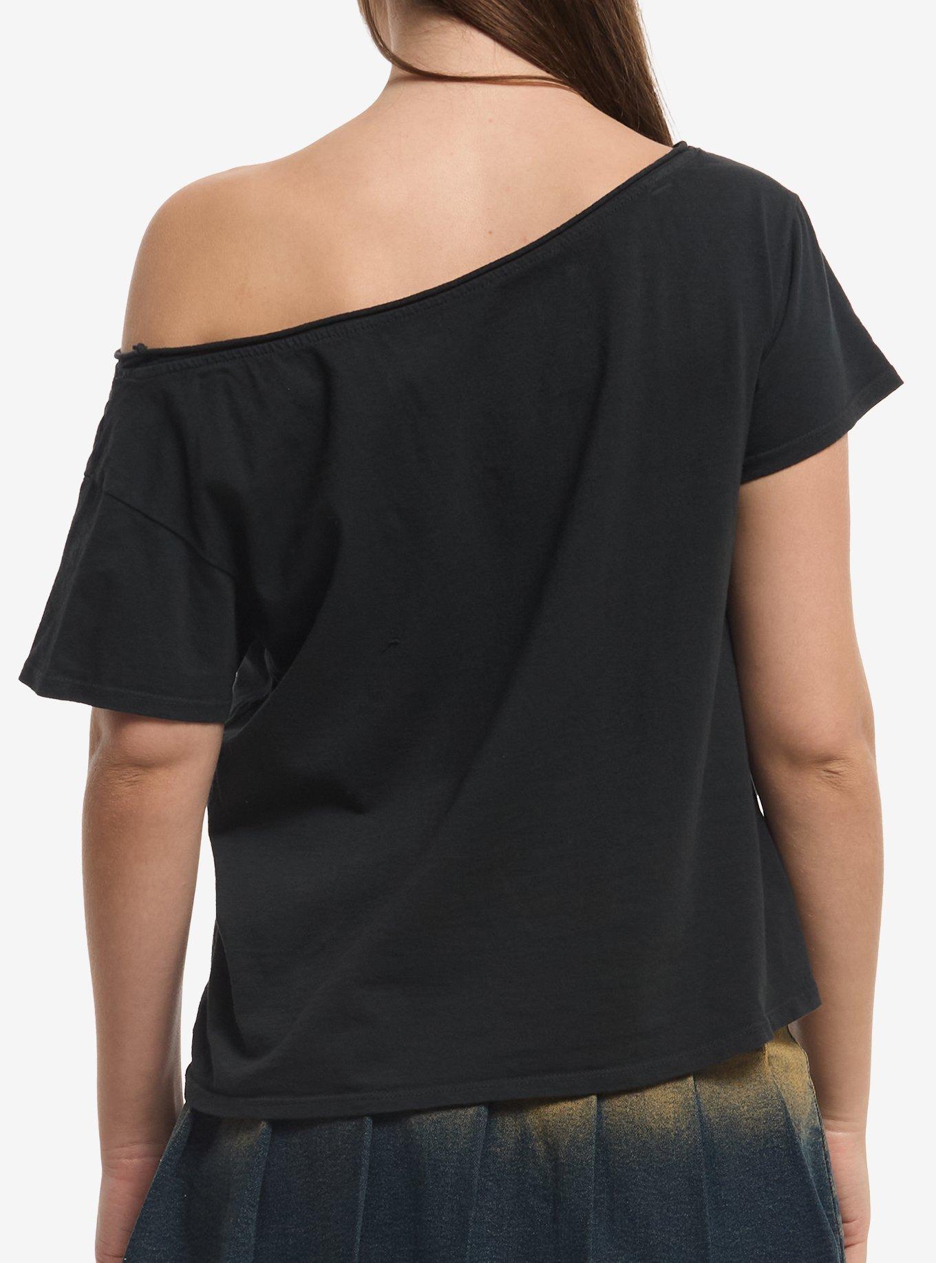Pierce The Veil Emergency Contact Girls Off-Shoulder T-Shirt, BLACK, alternate - view 3