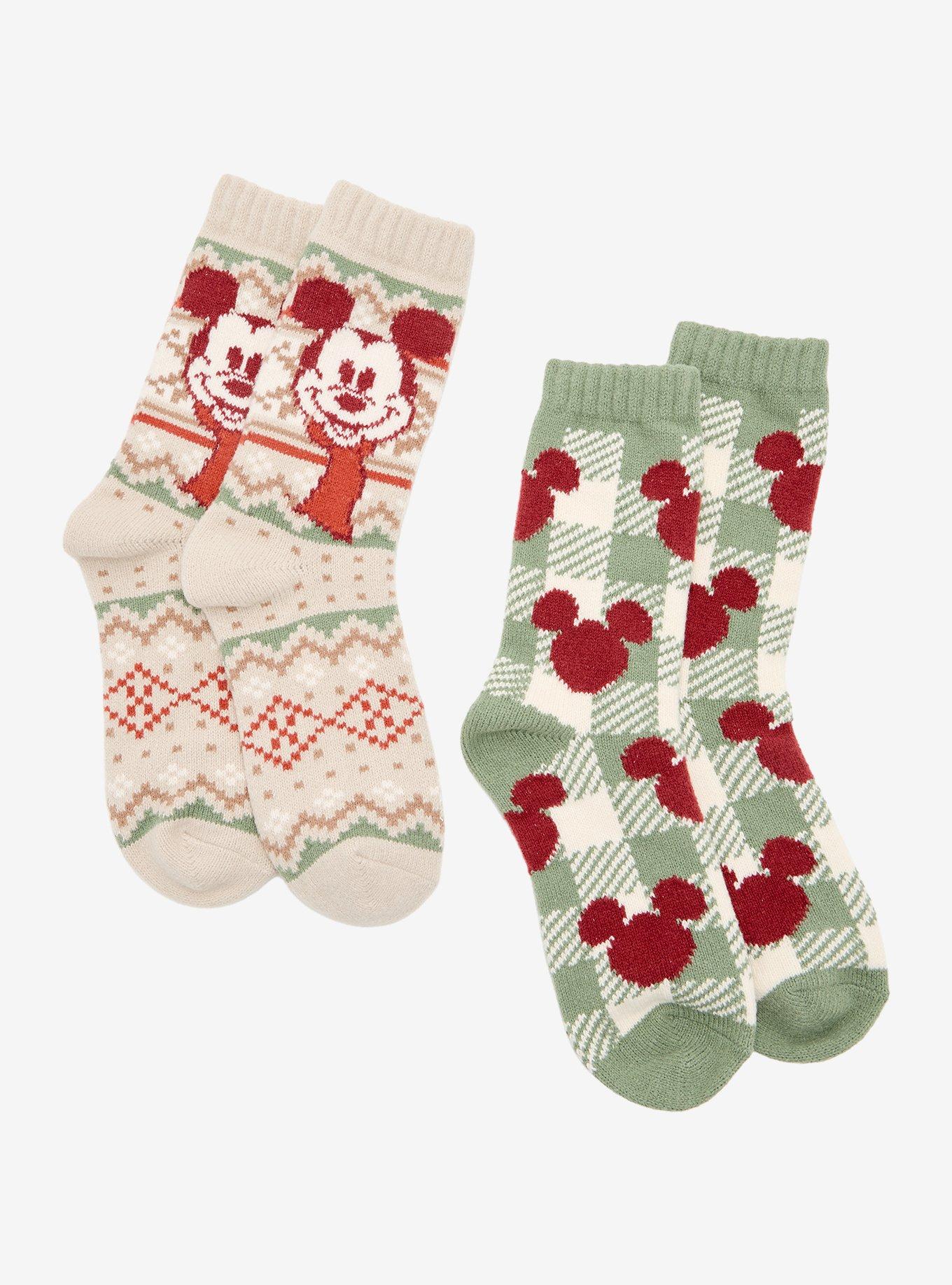 Disney Mickey Mouse Fair Isle & Gingham Cozy Socks 2 Pair, , alternate - view 2