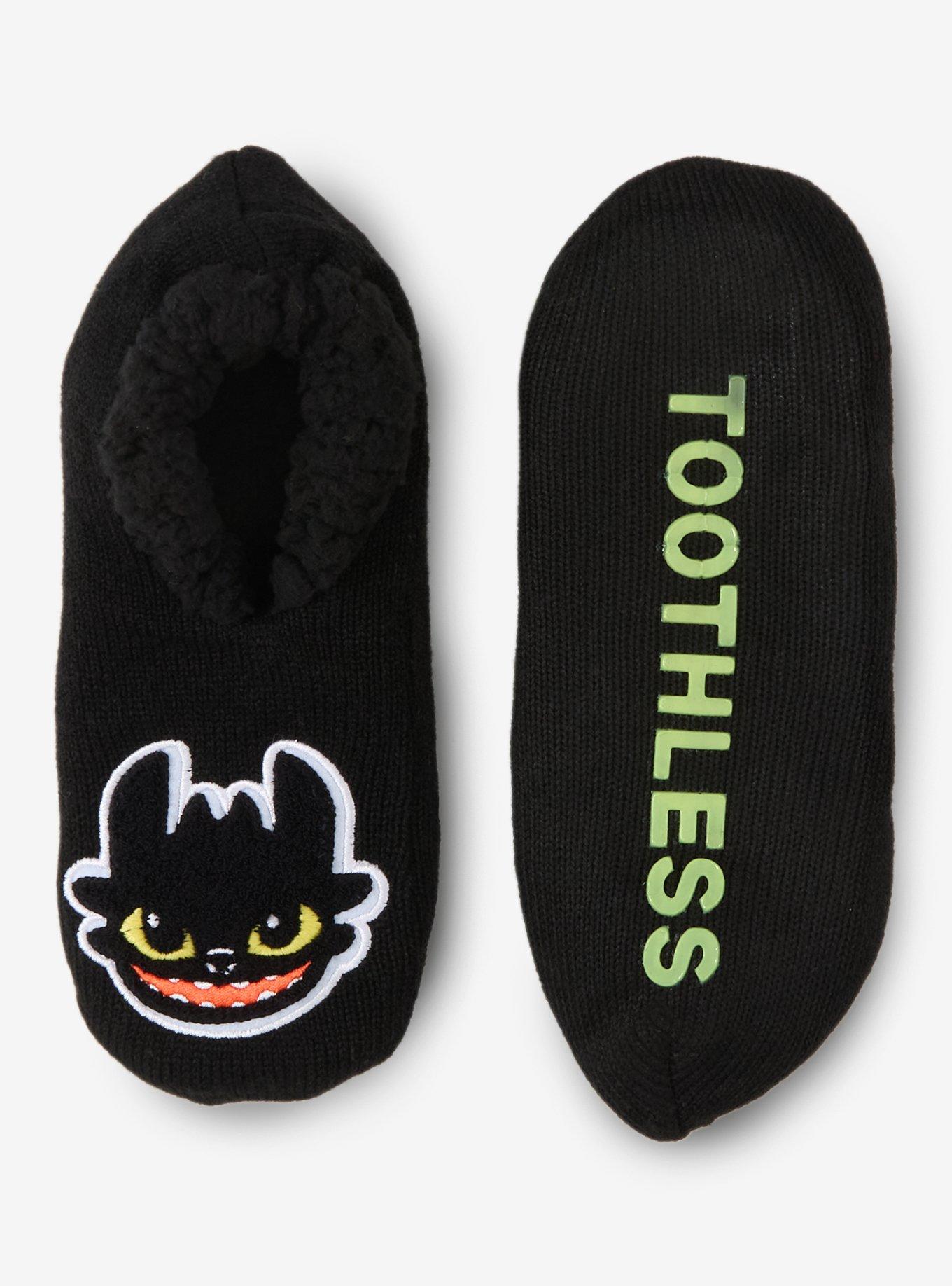 DreamWorks How To Train Your Dragon Toothless Patch Slipper Socks - BoxLunch Exclusive, , hi-res