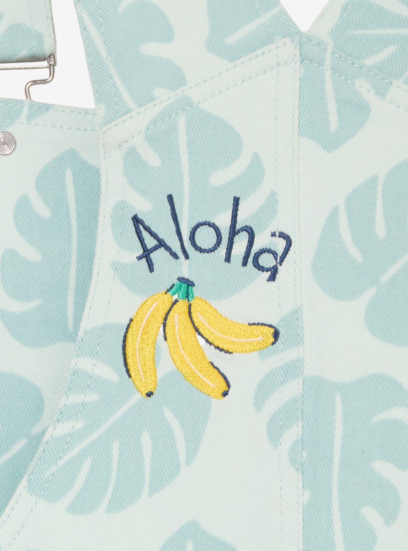 Disney Lilo & Stitch Palm Front Allover Print Women's Short Overalls - BoxLunch Exclusive, DENIM, alternate