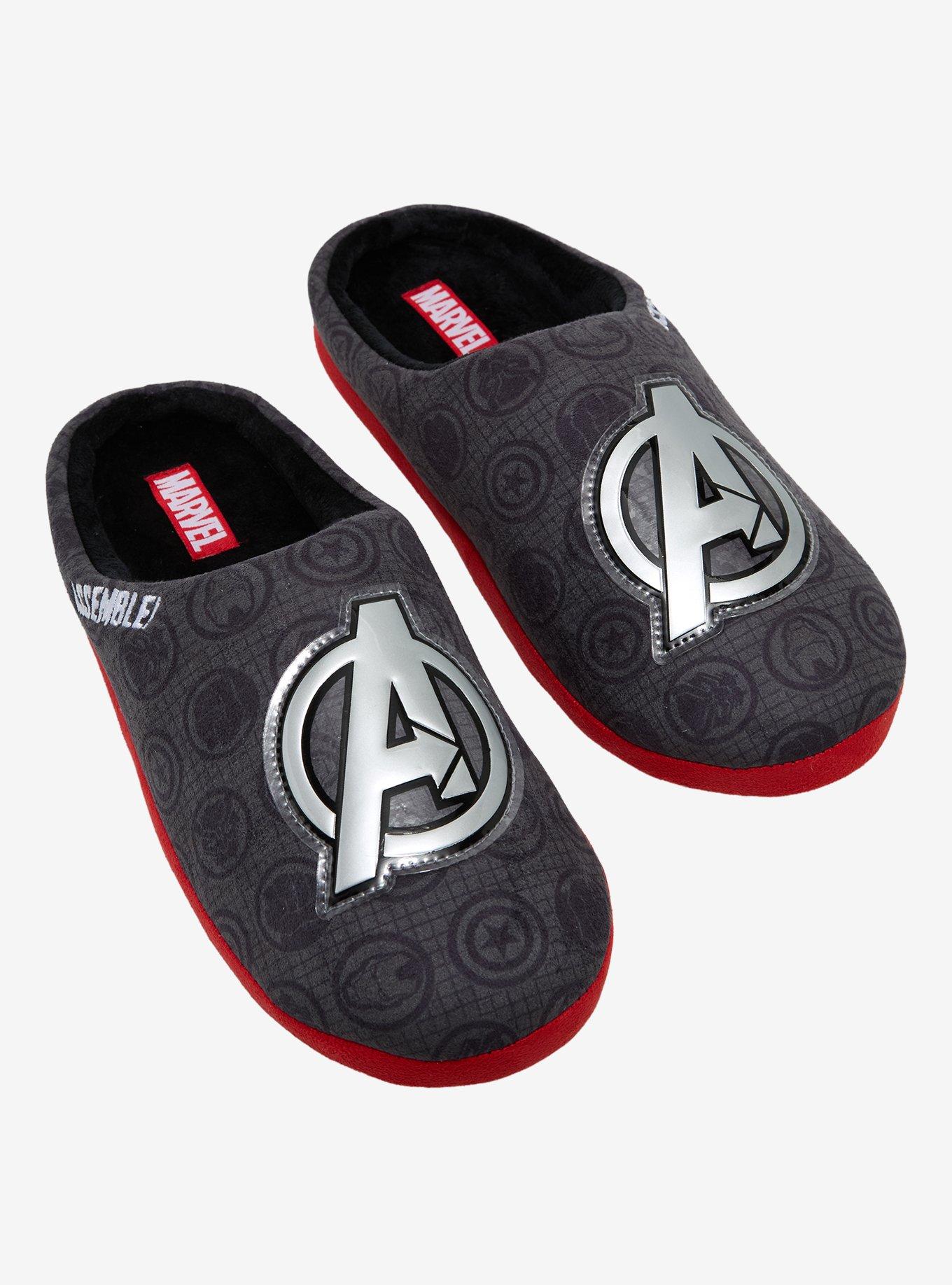 Marvel Avengers Silver Logo Slippers - BoxLunch Exclusive, , hi-res