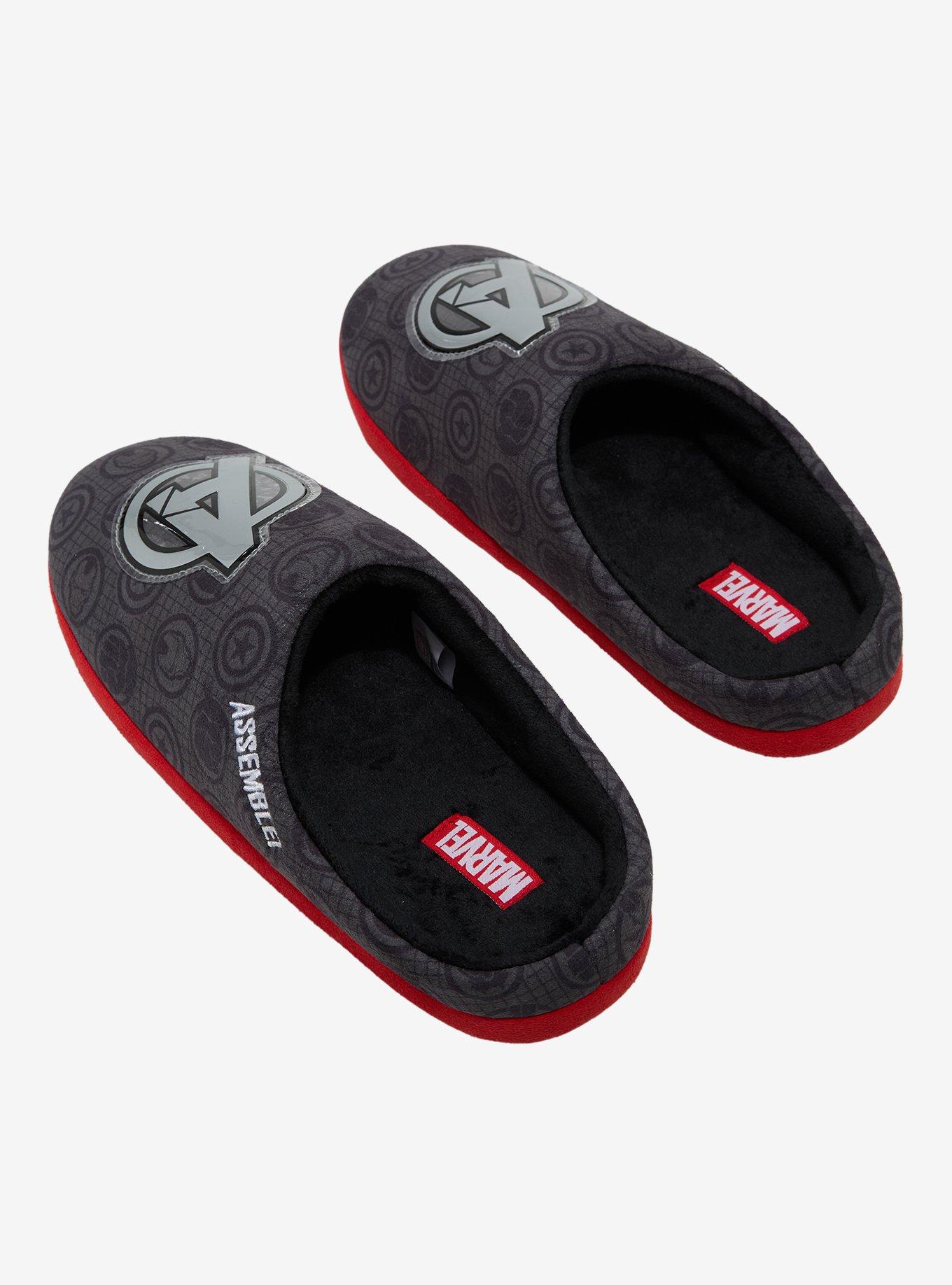 Marvel Avengers Silver Logo Slippers - BoxLunch Exclusive, SILVER, alternate - view 3