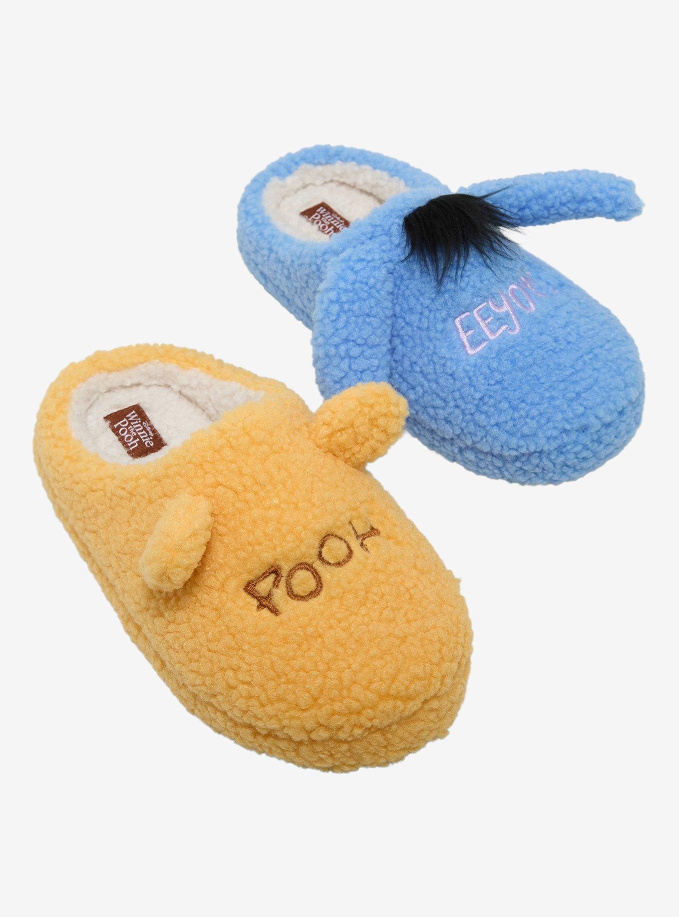Disney Winnie the Pooh Eeyore & Pooh Bear Sherpa Slippers - BoxLunch Exclusive, , hi-res
