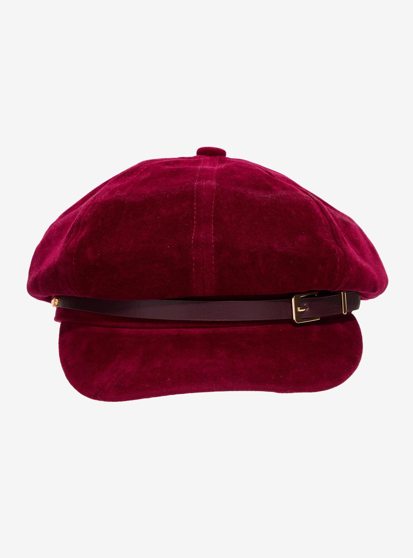 Burgundy Buckle Cabbie Hat, , hi-res