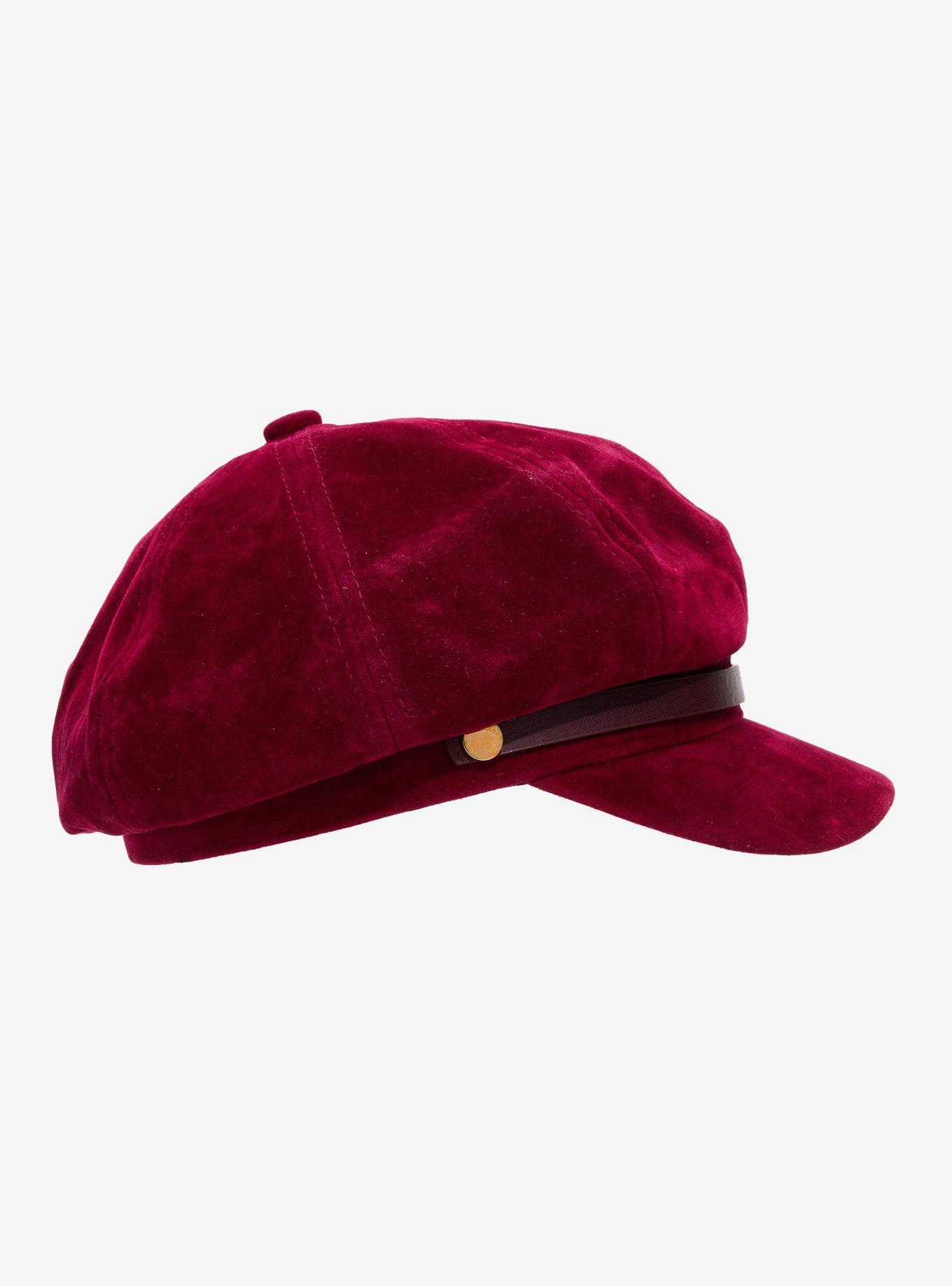 Burgundy Buckle Cabbie Hat, , alternate - view 3