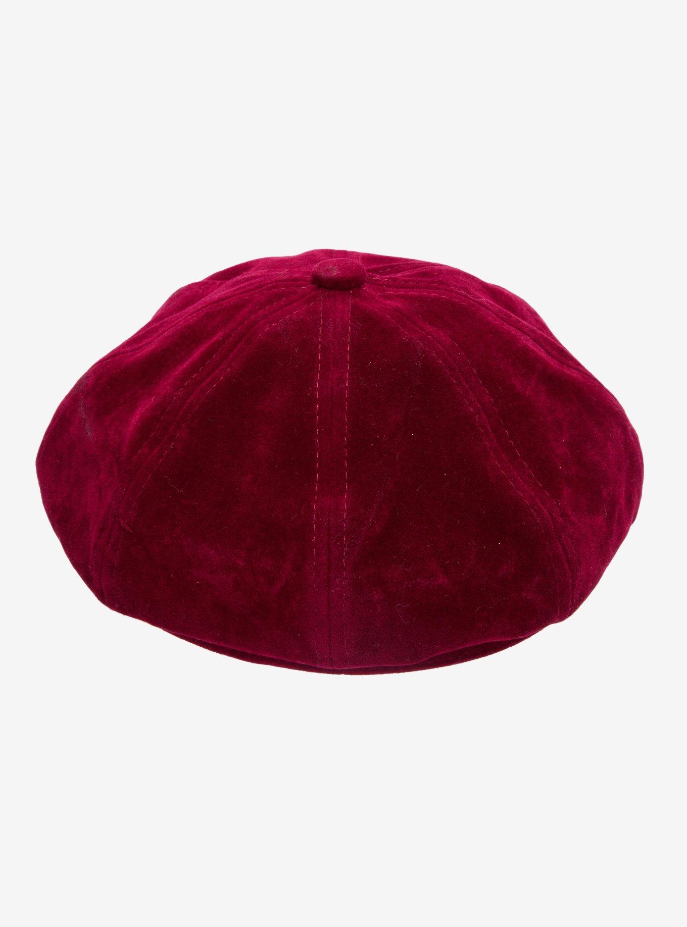Burgundy Buckle Cabbie Hat, , alternate - view 4