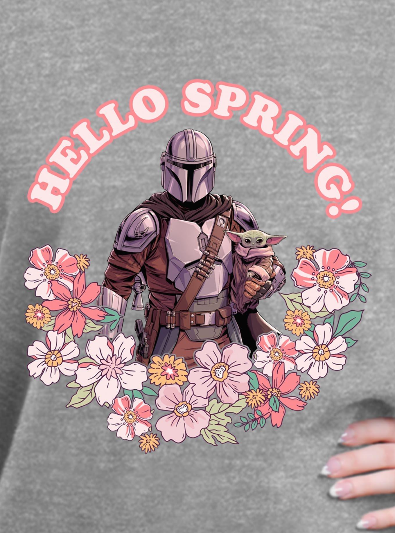 Star Wars The Mandalorian Hello Spring & Grogu Womens Oversized Sweatshirt