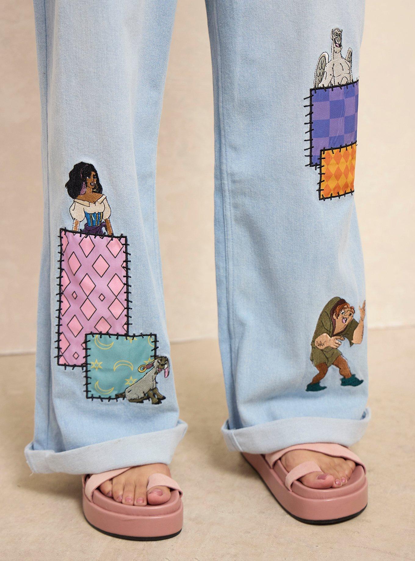 Disney The Hunchback of Notre Dame Characters Patchwork Women's Overalls - BoxLunch Exclusive, DENIM, alternate - view 6
