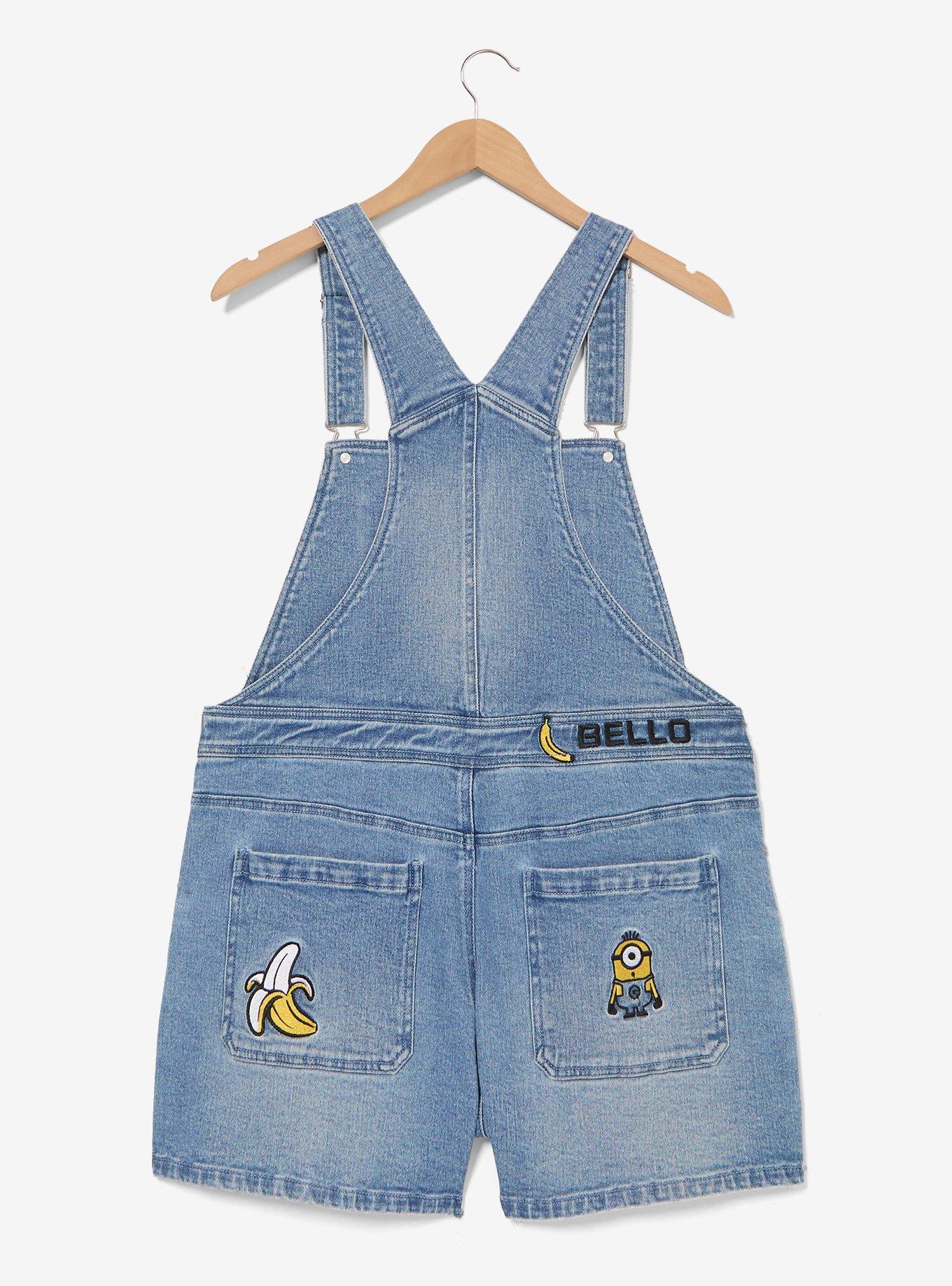 Minions Banana Women's Plus Size Short Overalls &mdash; BoxLunch Exclusive, , hi-res