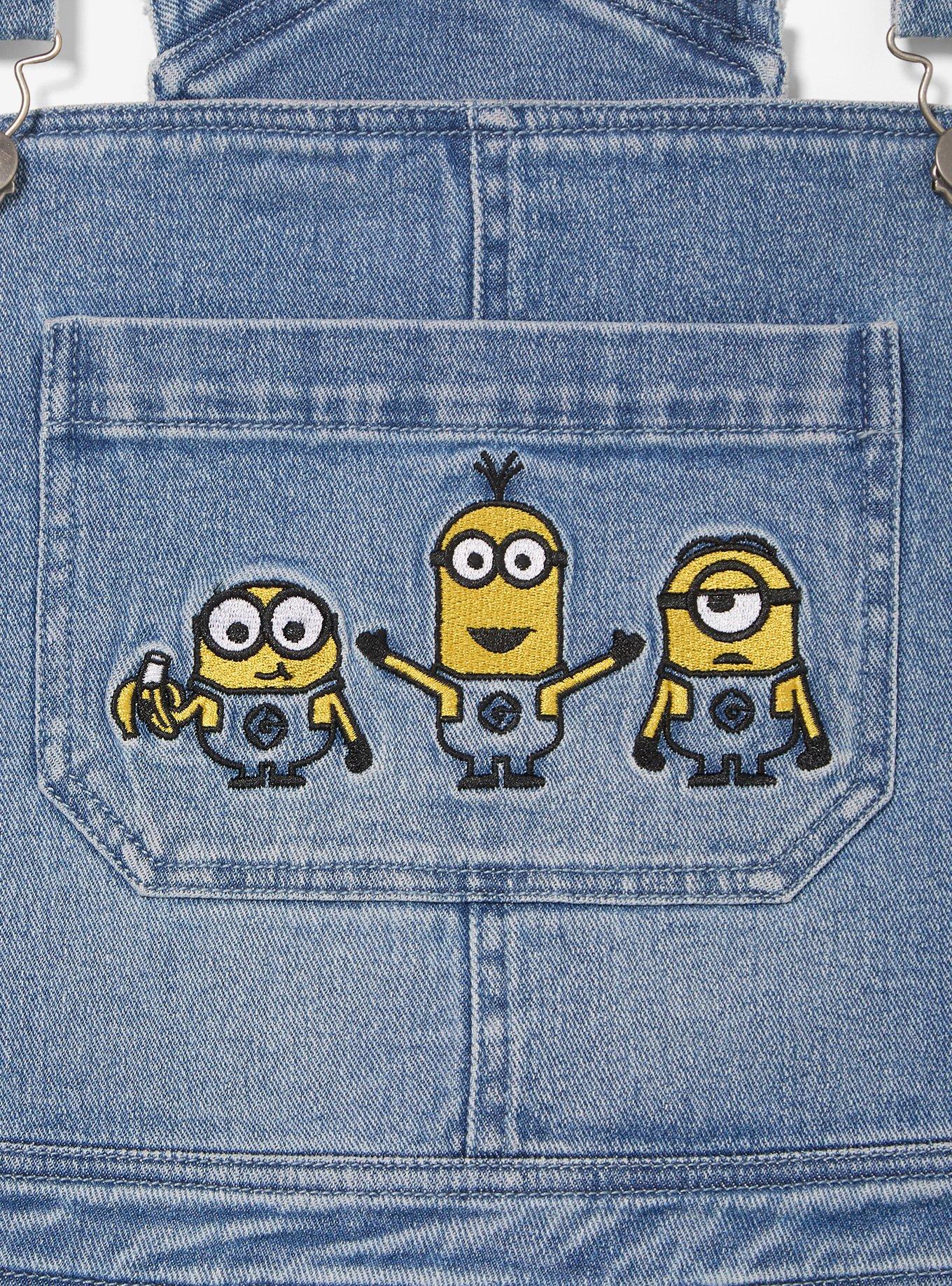 Minions Banana Women's Plus Size Short Overalls &mdash; BoxLunch Exclusive, DENIM, alternate