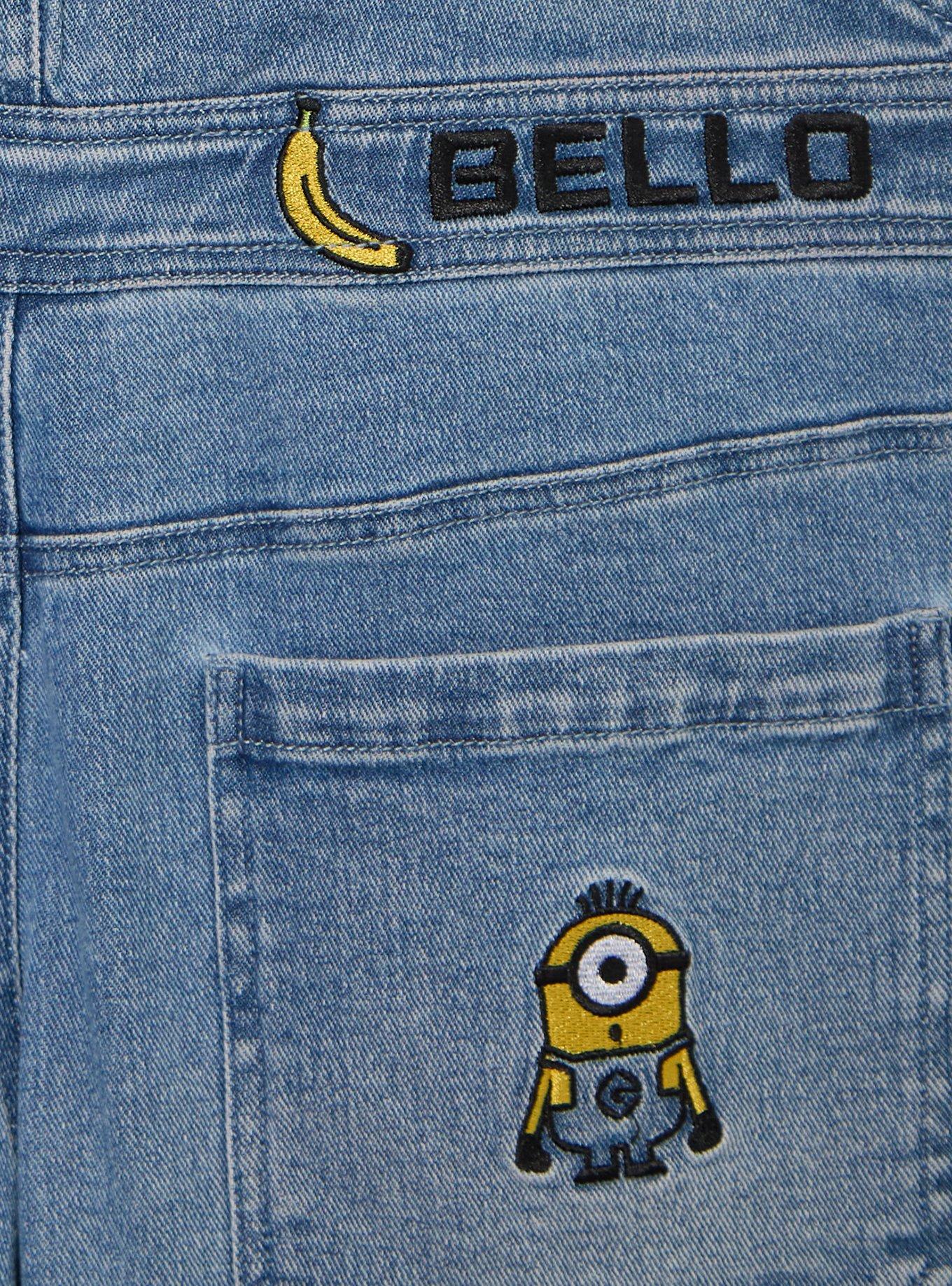 Minions Banana Women's Plus Size Short Overalls &mdash; BoxLunch Exclusive, DENIM, alternate