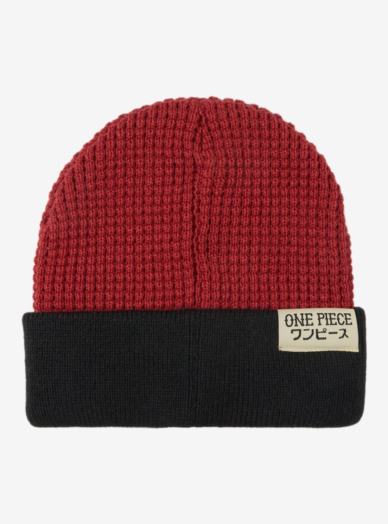 One Piece Straw Hat Crew Jolly Roger Waffle Knit Beanie - BoxLunch Exclusive, , hi-res