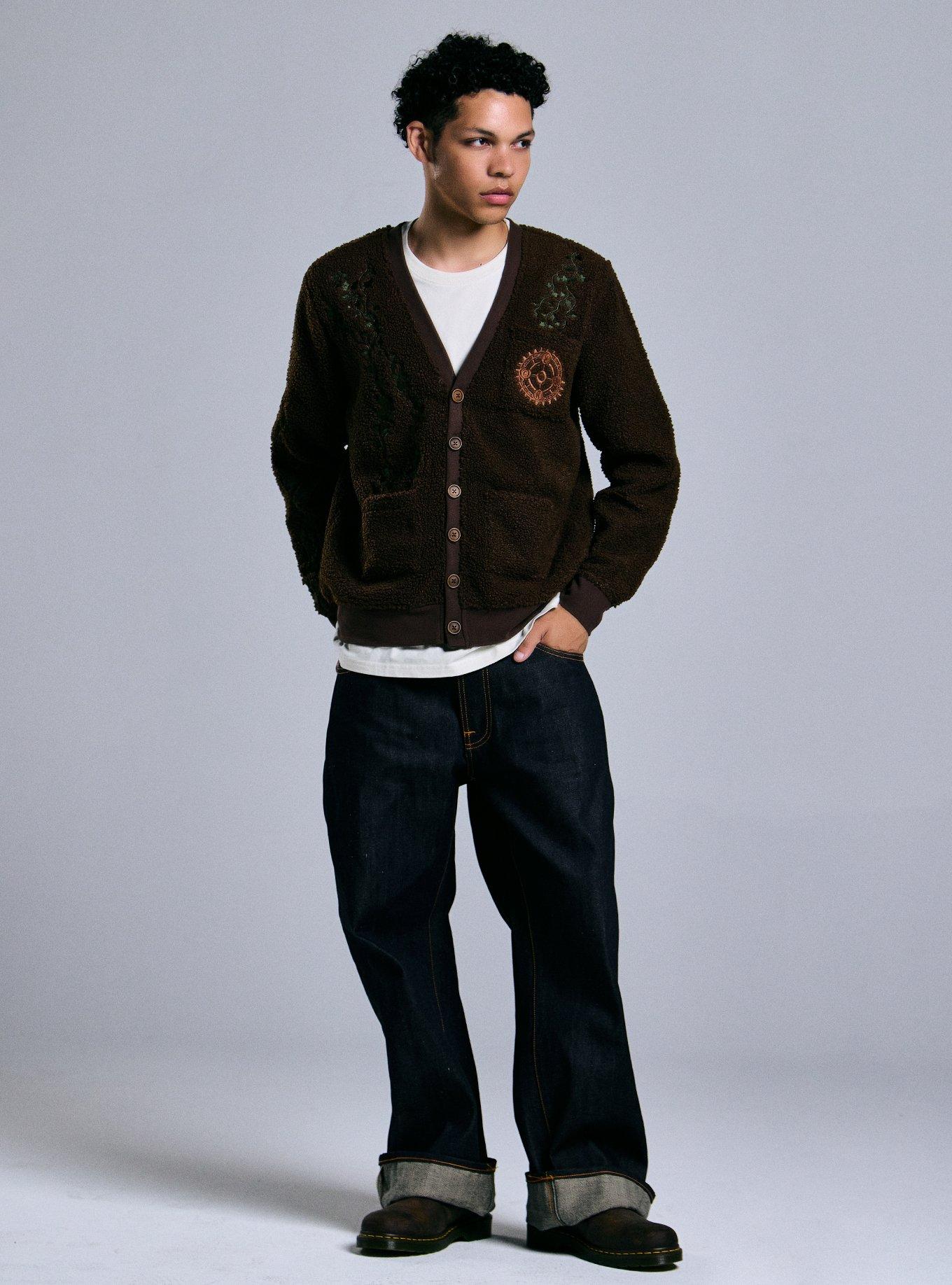 Wildwood Vines Sherpa Cardigan, BROWN, alternate - view 3
