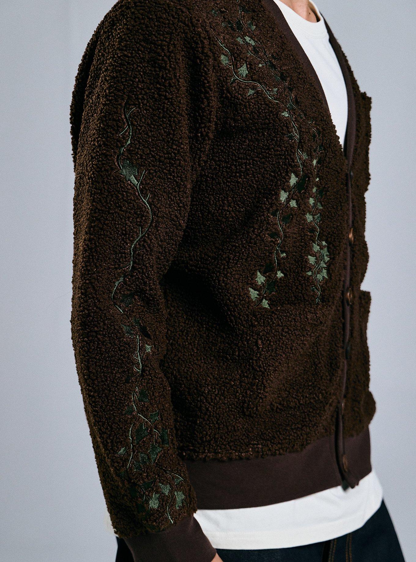 Wildwood Vines Sherpa Cardigan, BROWN, alternate - view 4