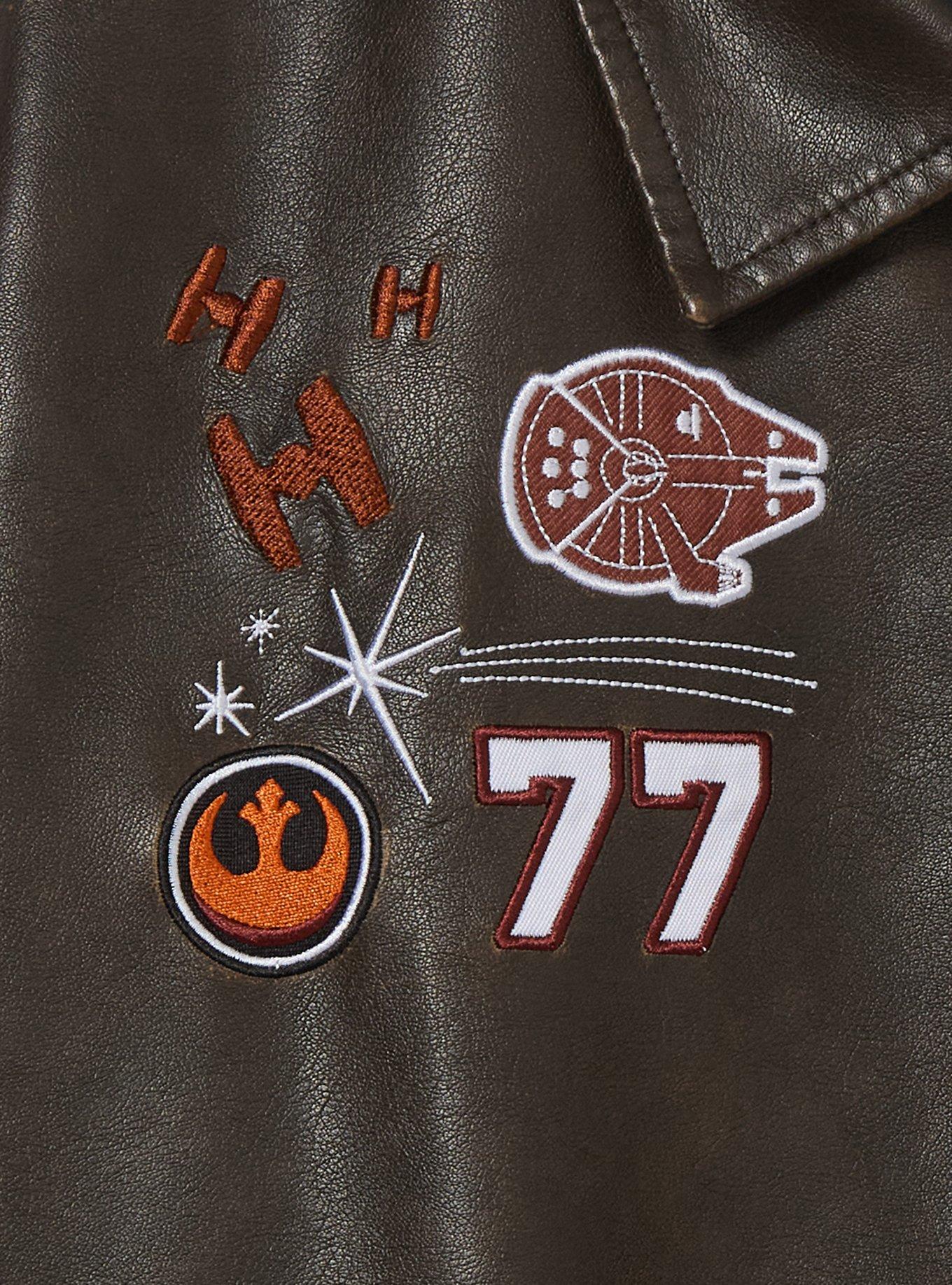 Star Wars Millennium Falcon Pilot Faux Leather Jacket - BoxLunch Exclusive, BROWN, alternate - view 3