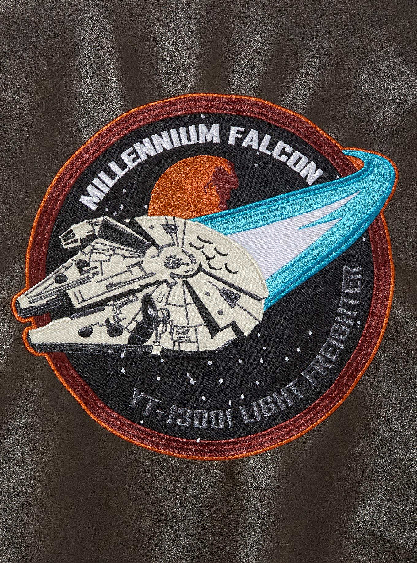 Star Wars Millennium Falcon Pilot Faux Leather Jacket - BoxLunch Exclusive, BROWN, alternate - view 4