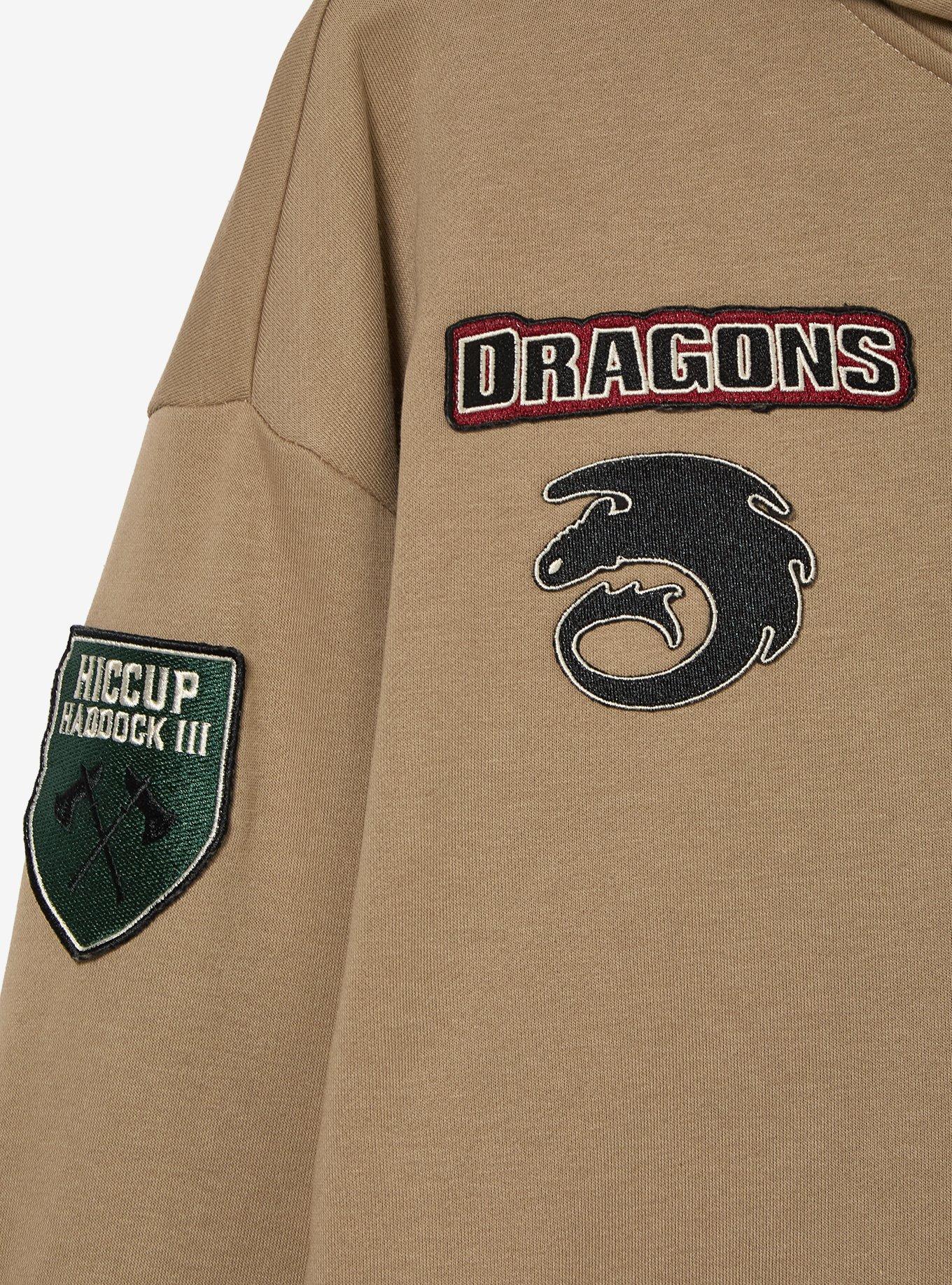 DreamWorks How To Train Your Dragon Toothless Badges Zippered Hoodie - BoxLunch Exclusive, BROWN, alternate - view 3