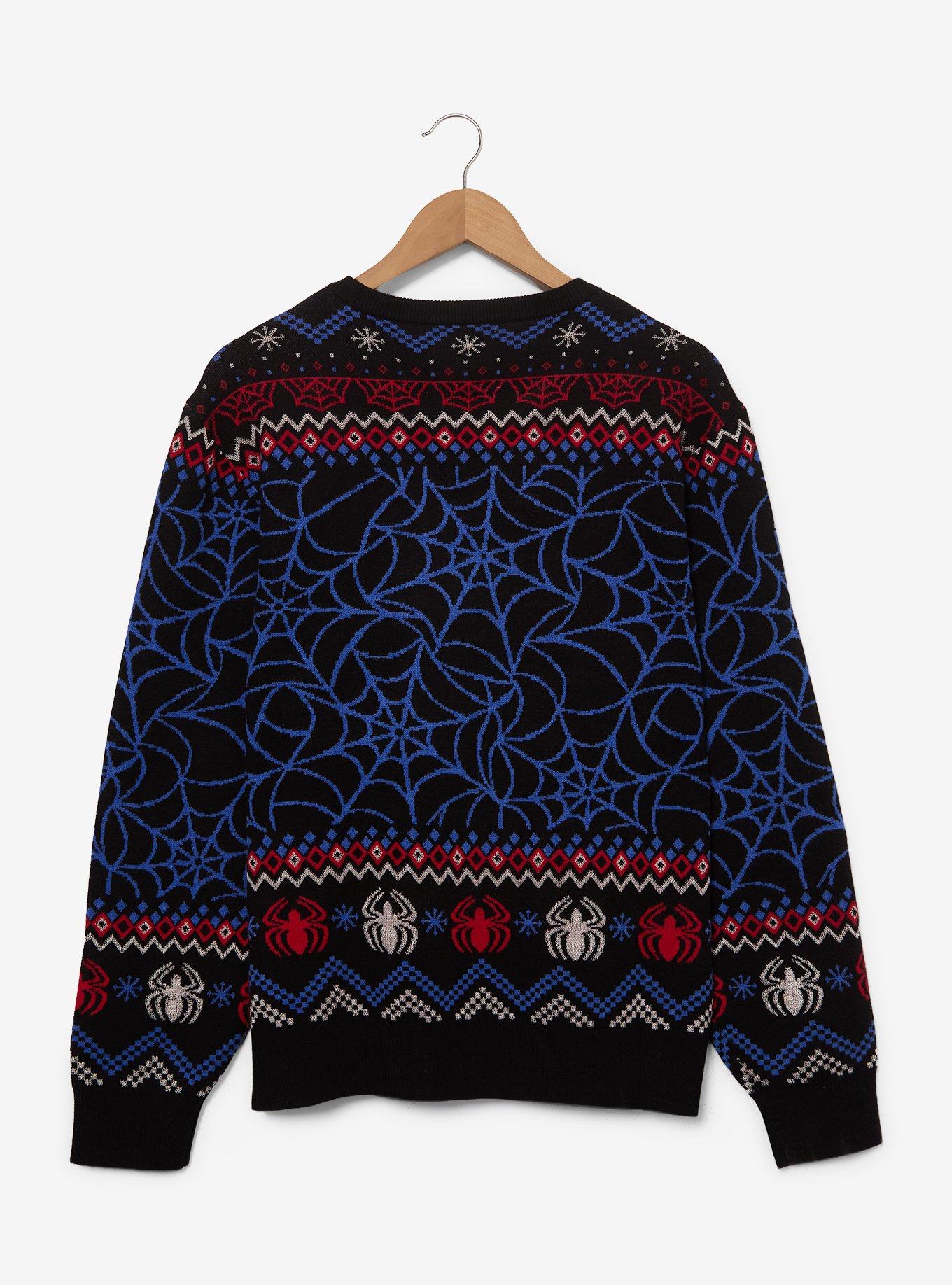 Marvel Spider-Man Pointing at Spider-Man Glow-in-the-Dark Holiday Sweater - BoxLunch Exclusive, MULTI, alternate - view 2