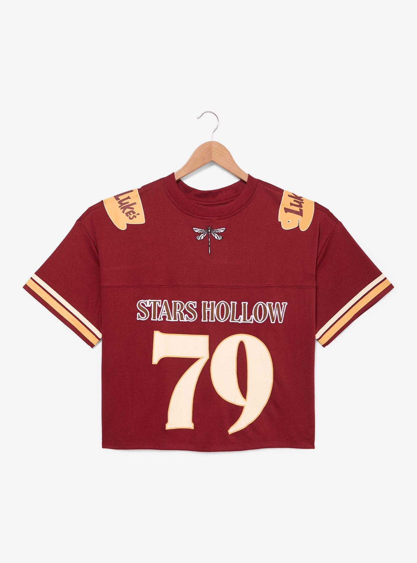 Gilmore Girls Stars Hollow Women's Plus Size Cropped Football Jersey - BoxLunch Exclusive, BURGUNDY, alternate - view 3