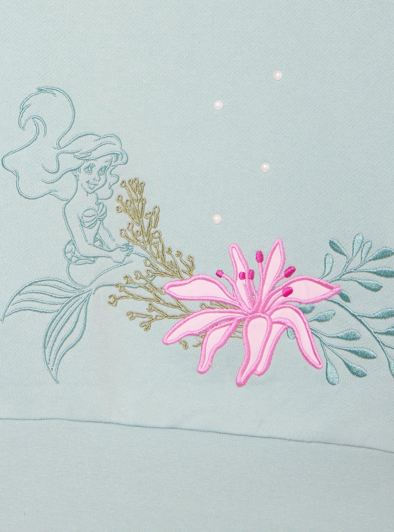 Disney The Little Mermaid Ariel Women's Plus Size Embroidered Cropped Crewneck - BoxLunch Exclusive, MINT, alternate - view 3