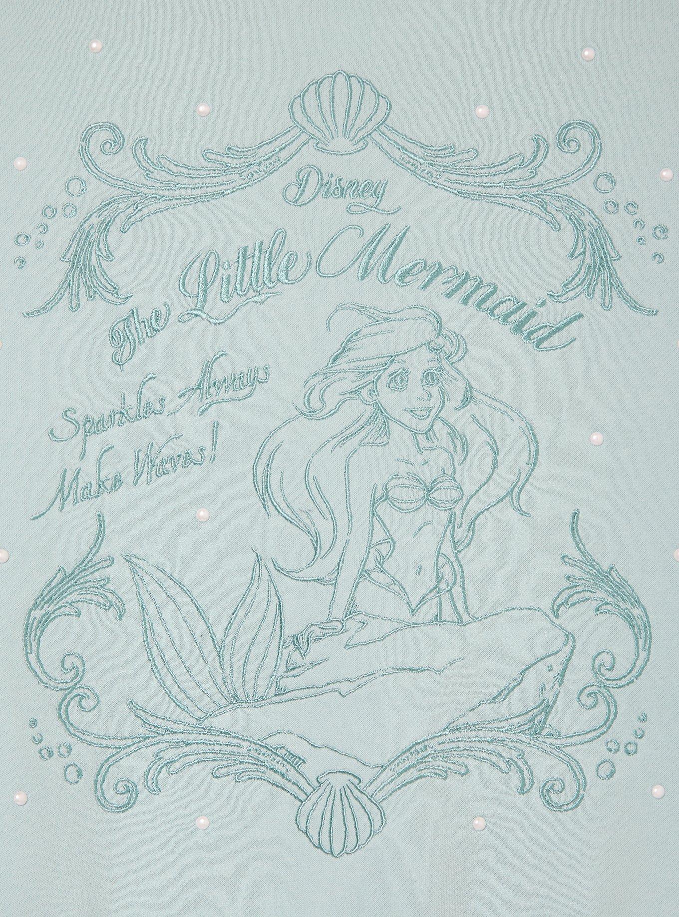 Disney The Little Mermaid Ariel Women's Plus Size Embroidered Cropped Crewneck - BoxLunch Exclusive, MINT, alternate - view 4