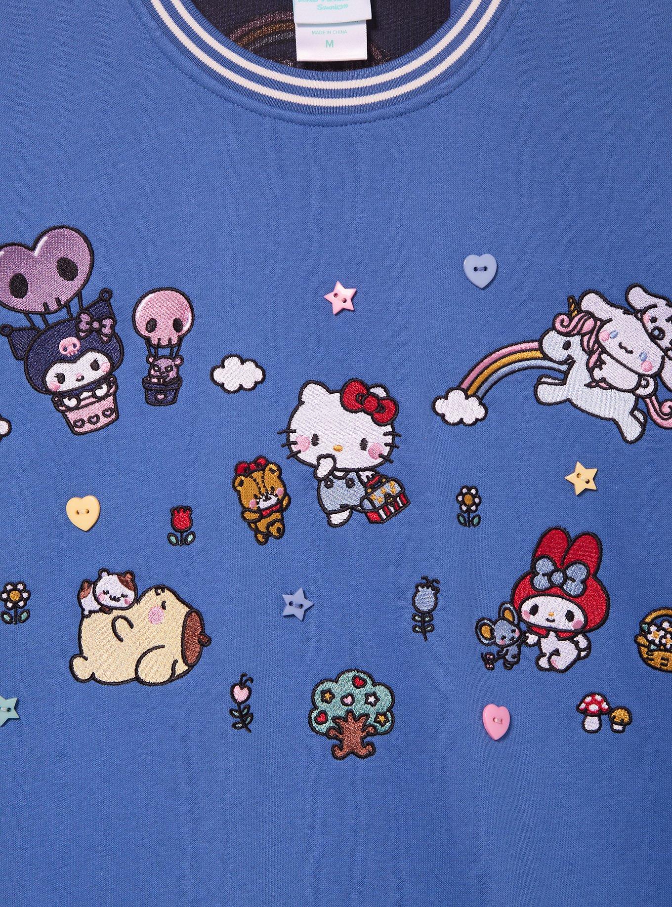 Sanrio Hello Kitty and Friends Embroidered Crewneck - BoxLunch Exclusive, MULTI, alternate - view 3